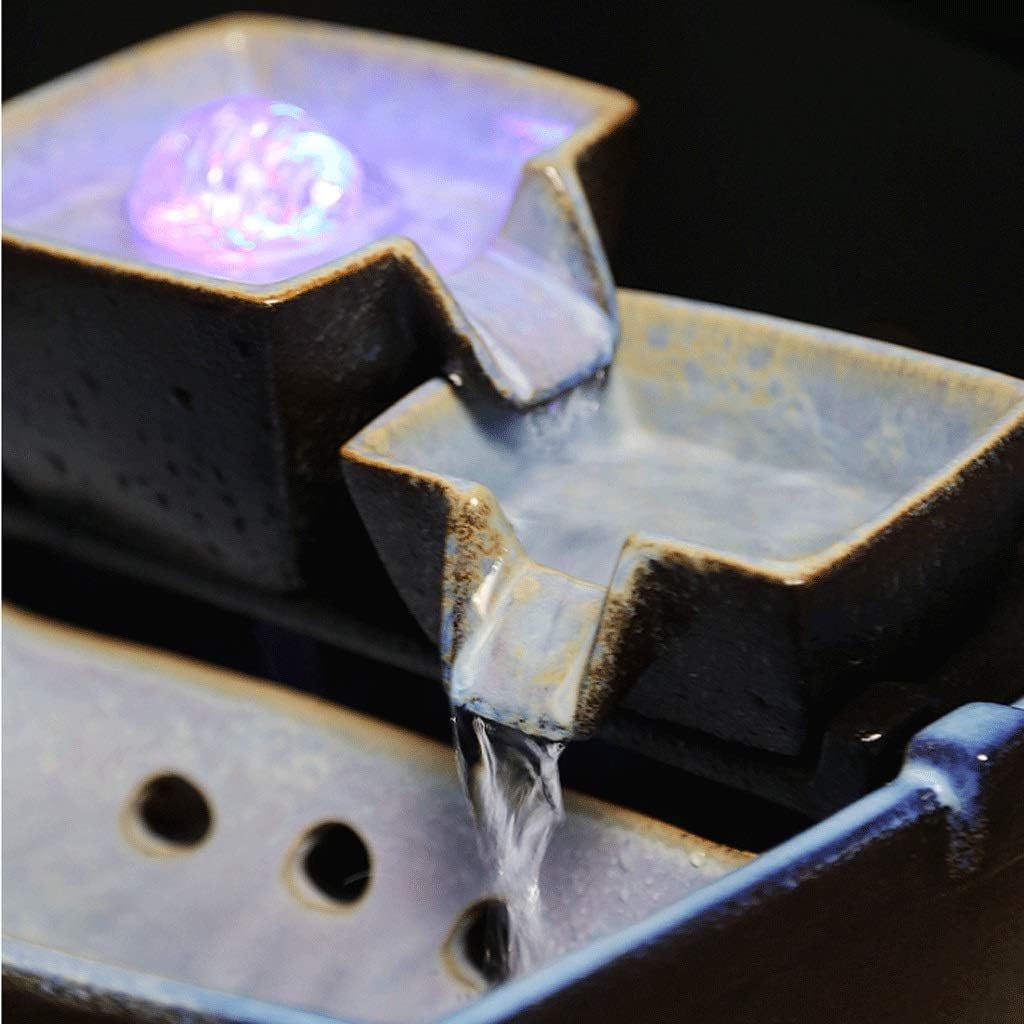 FXJ Ceramic Tabletop Fountain for Home Office Relaxation