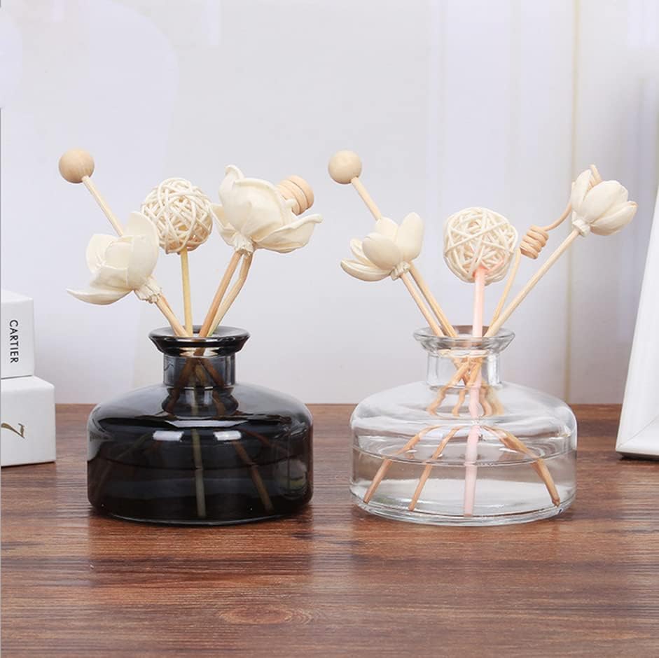 QUUPY 200ml Black Glass Diffuser Jar for DIY and Home Decor