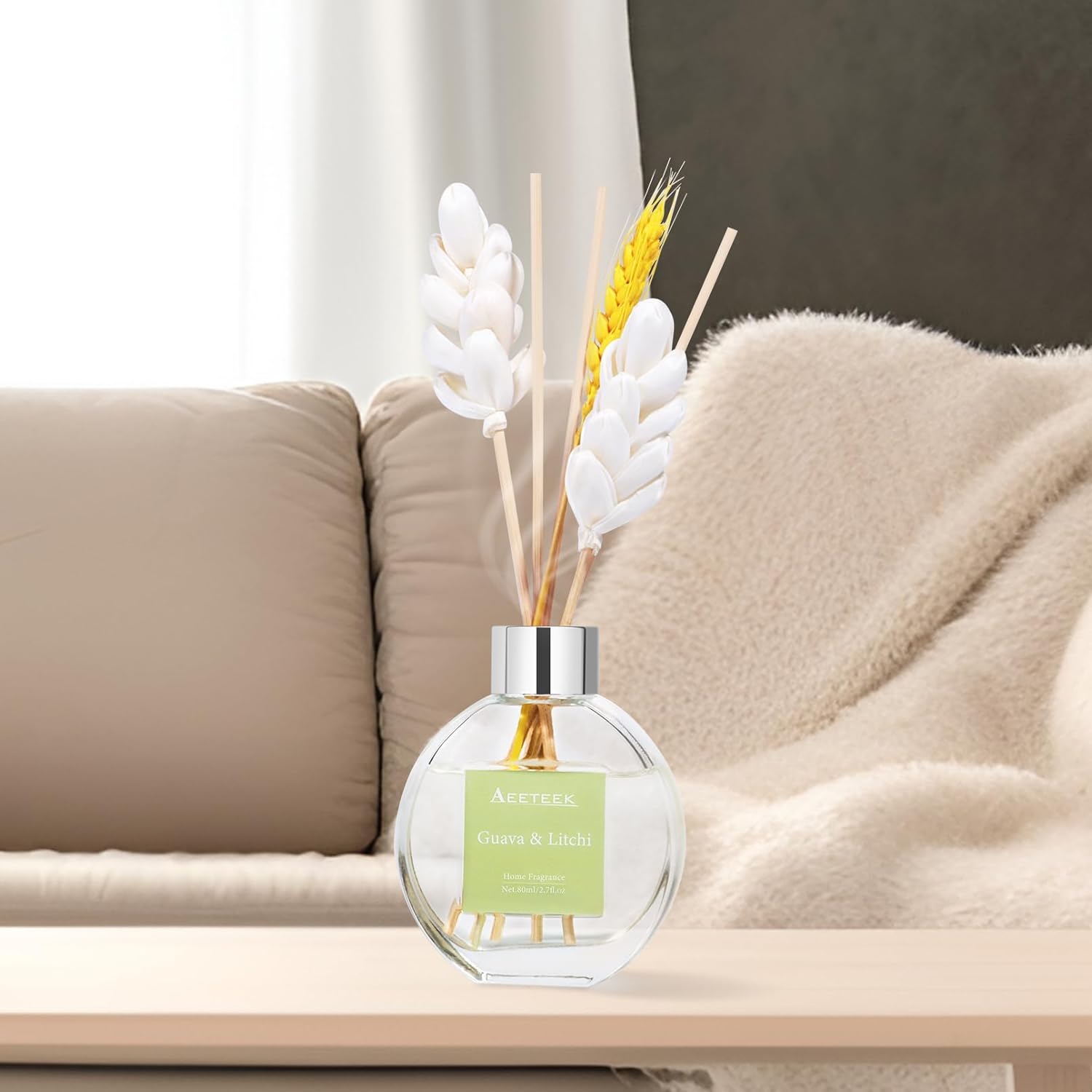 Guava Litchi Reed Diffuser Set - 80ml Strong Fragrance