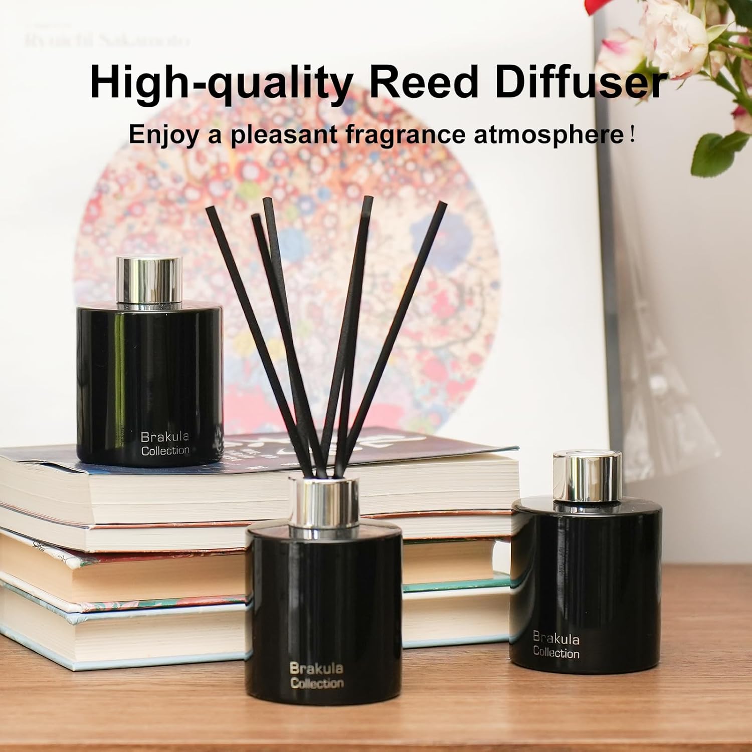 Brakula Reed Diffuser Set - Fresh Apricot Flower Scent 4oz