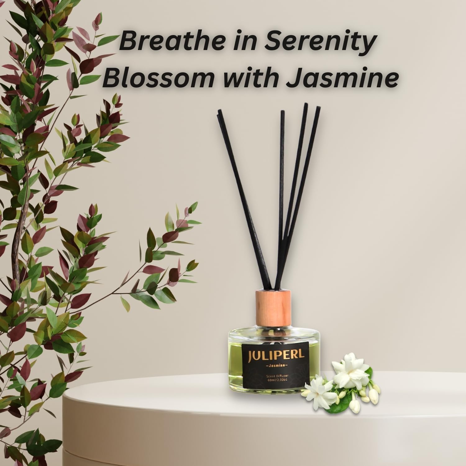 JULIPERL Reed Diffuser Set - Jasmine Cedar Peach