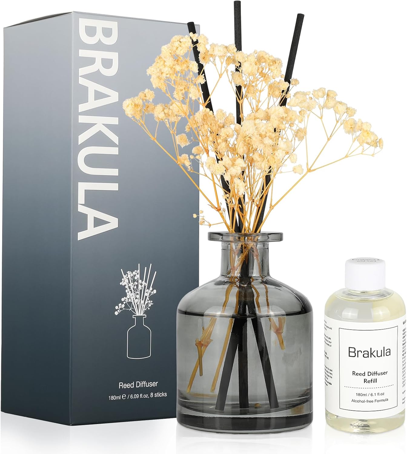 Brakula Reed Diffuser Set - 609 Fl Oz Fresh Linen with 8 Sticks