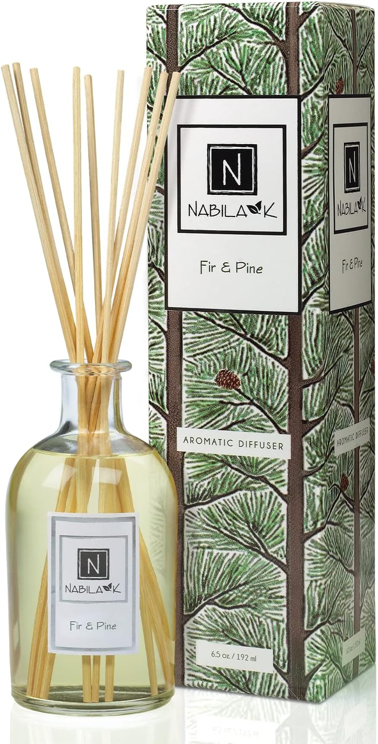 Nabila K Fir Pine Reed Diffuser Set Evergreen Aromatic Oil for Home