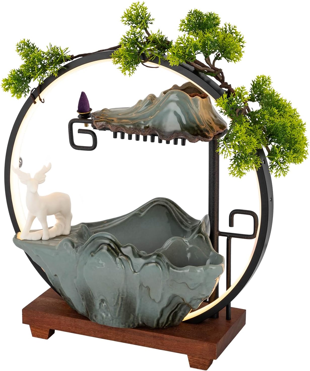 Tabletop Buddha Fountain with Lights and Pump