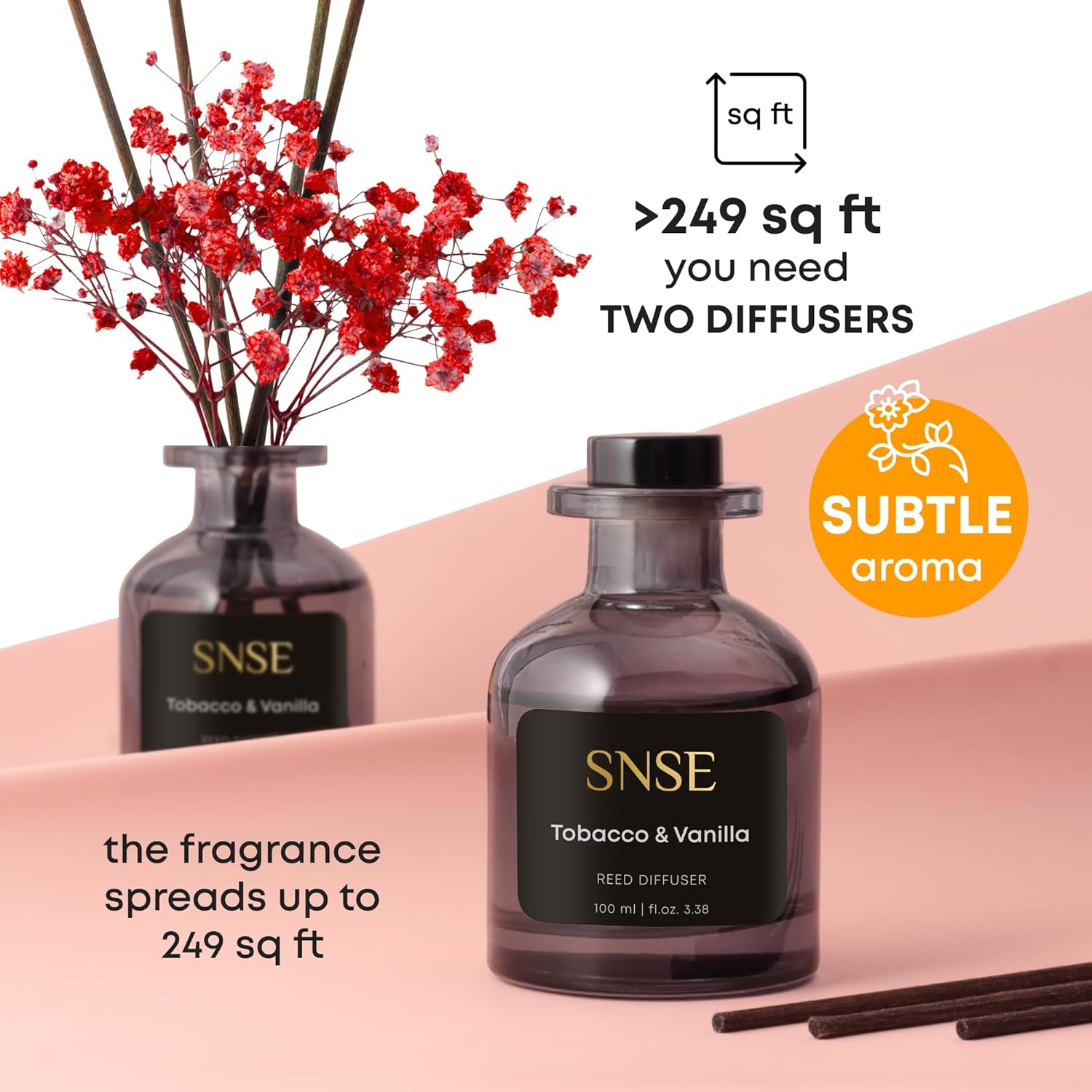 SNSE Tobacco Vanilla with Flowers Reed Diffuser Set
