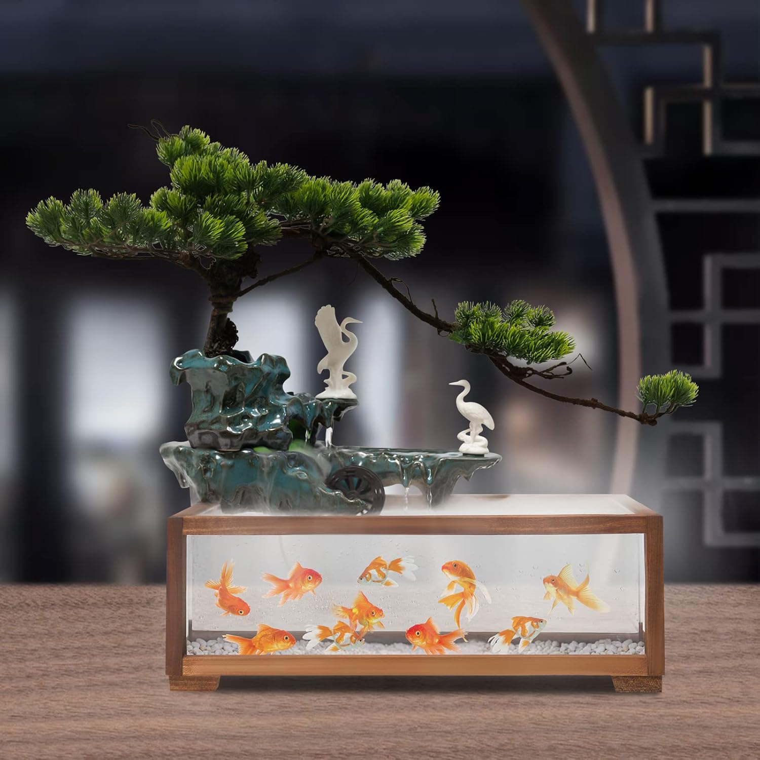 Tabletop Fountain with LED Light and Humidifier 189 x 98 x 67in