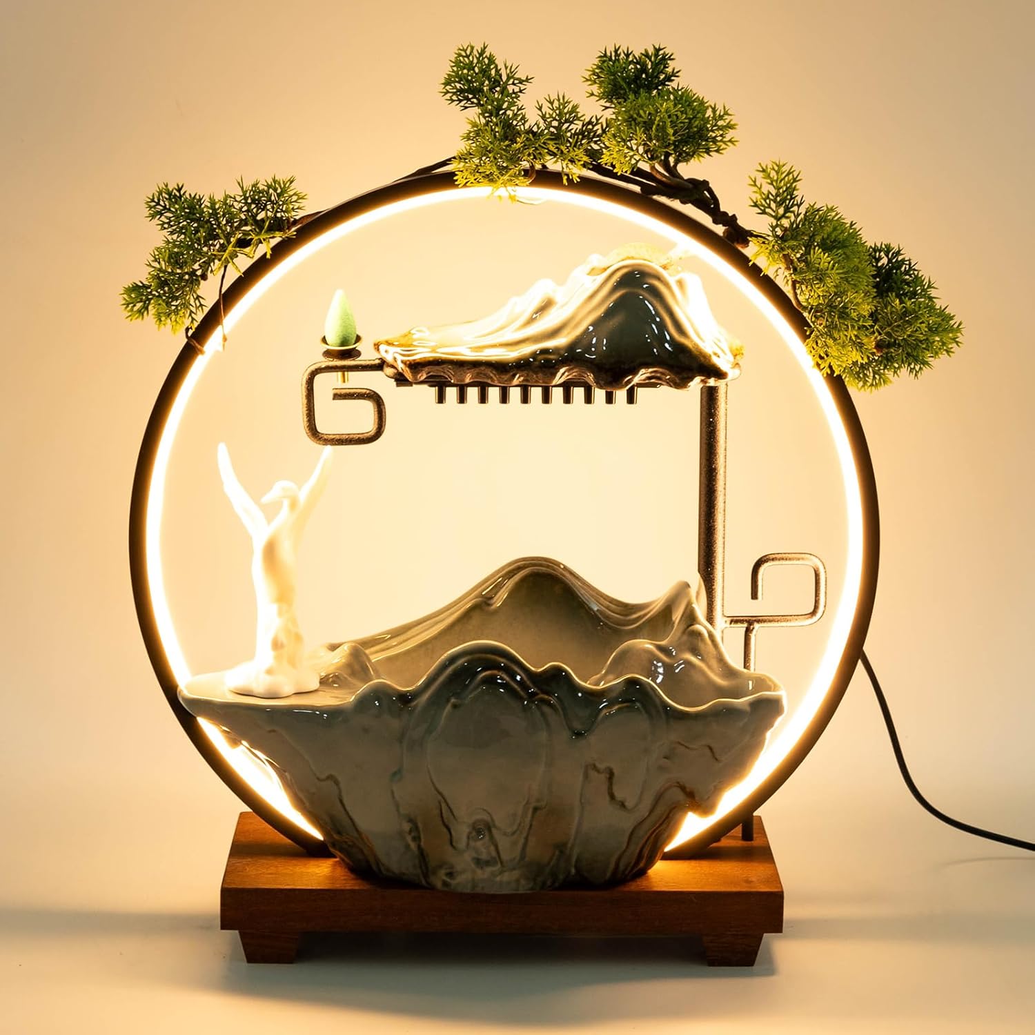 Small Indoor Fountain with LED and Reflux Incense