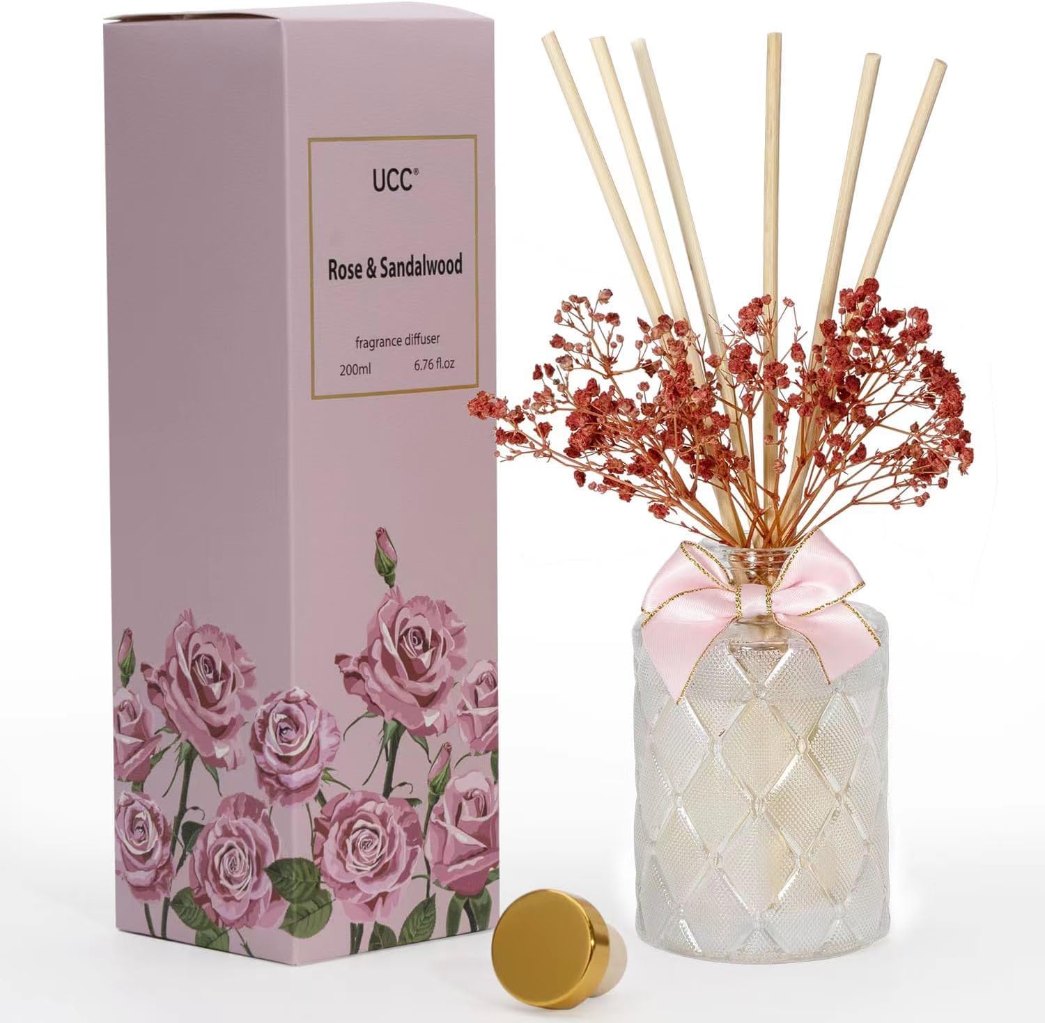 UCC Premium Reed Diffuser Set Rose Sandalwood Scent