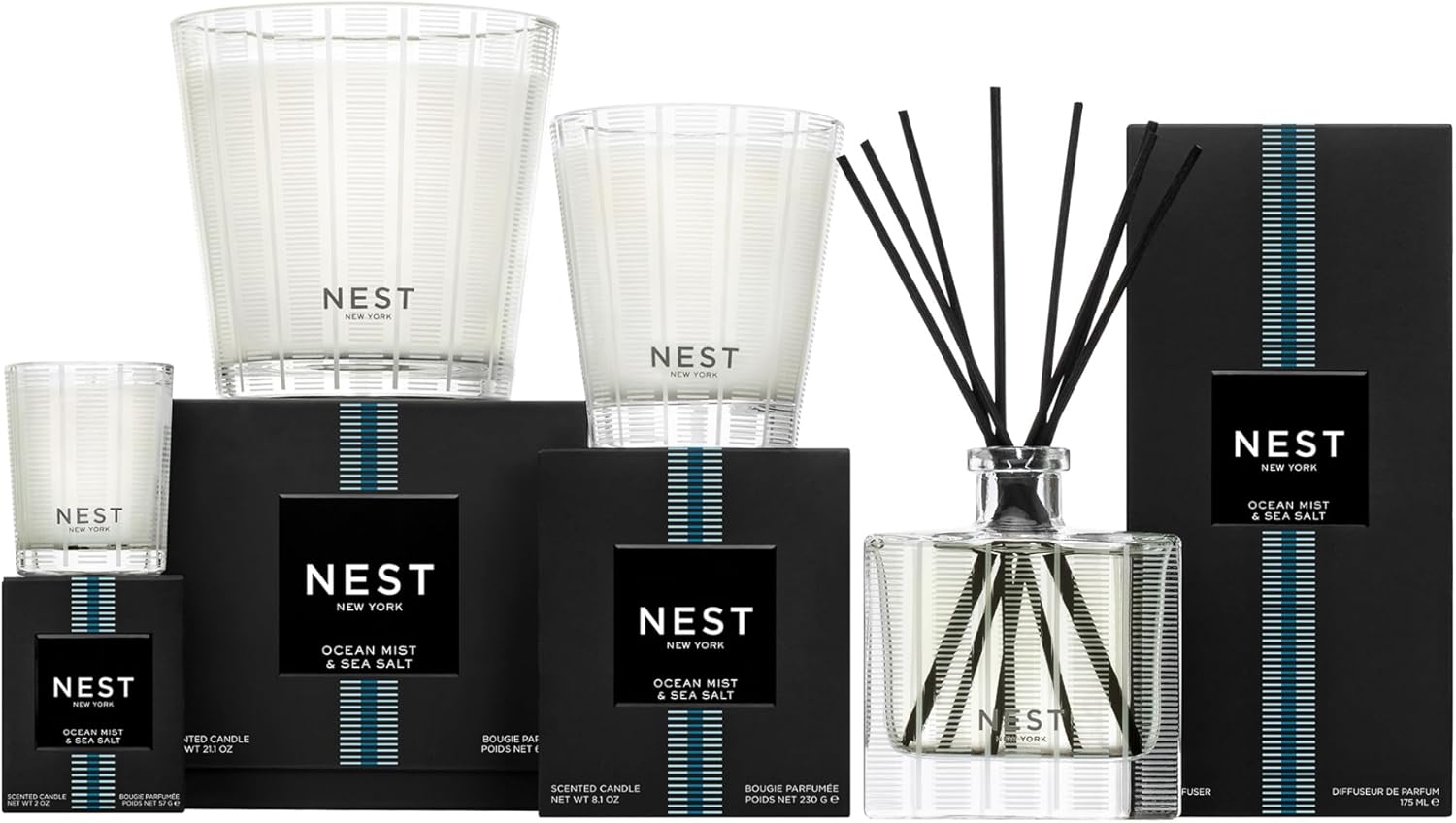 NEST New York Reed Diffuser Liquid Refill Bundle Ocean Mist Sea Salt 3-Pack