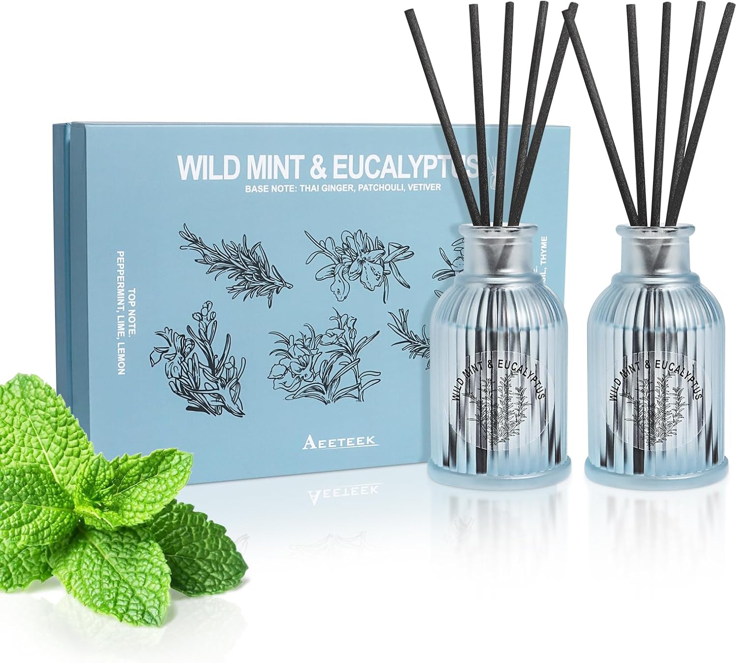 Wild Mint Eucalyptus Reed Diffuser Set 2 Pack