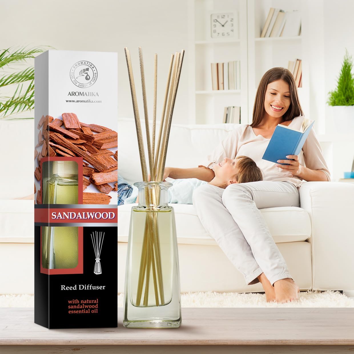 Sandalwood Reed Diffuser 34 Fl Oz - Natural Fragrance Set
