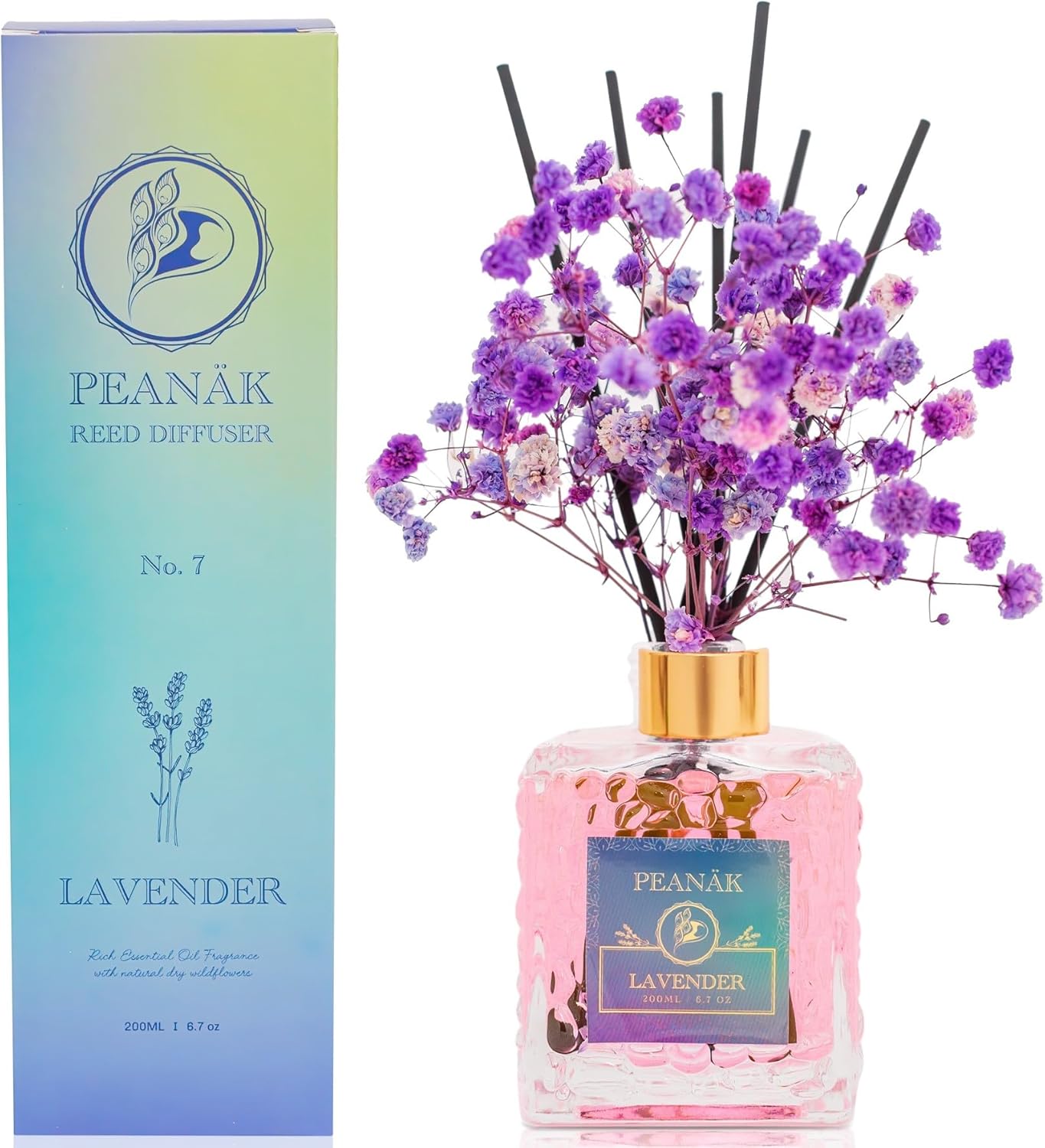 PEANAK Reed Diffuser Set - French Lavender Preserved Flowers 200ml