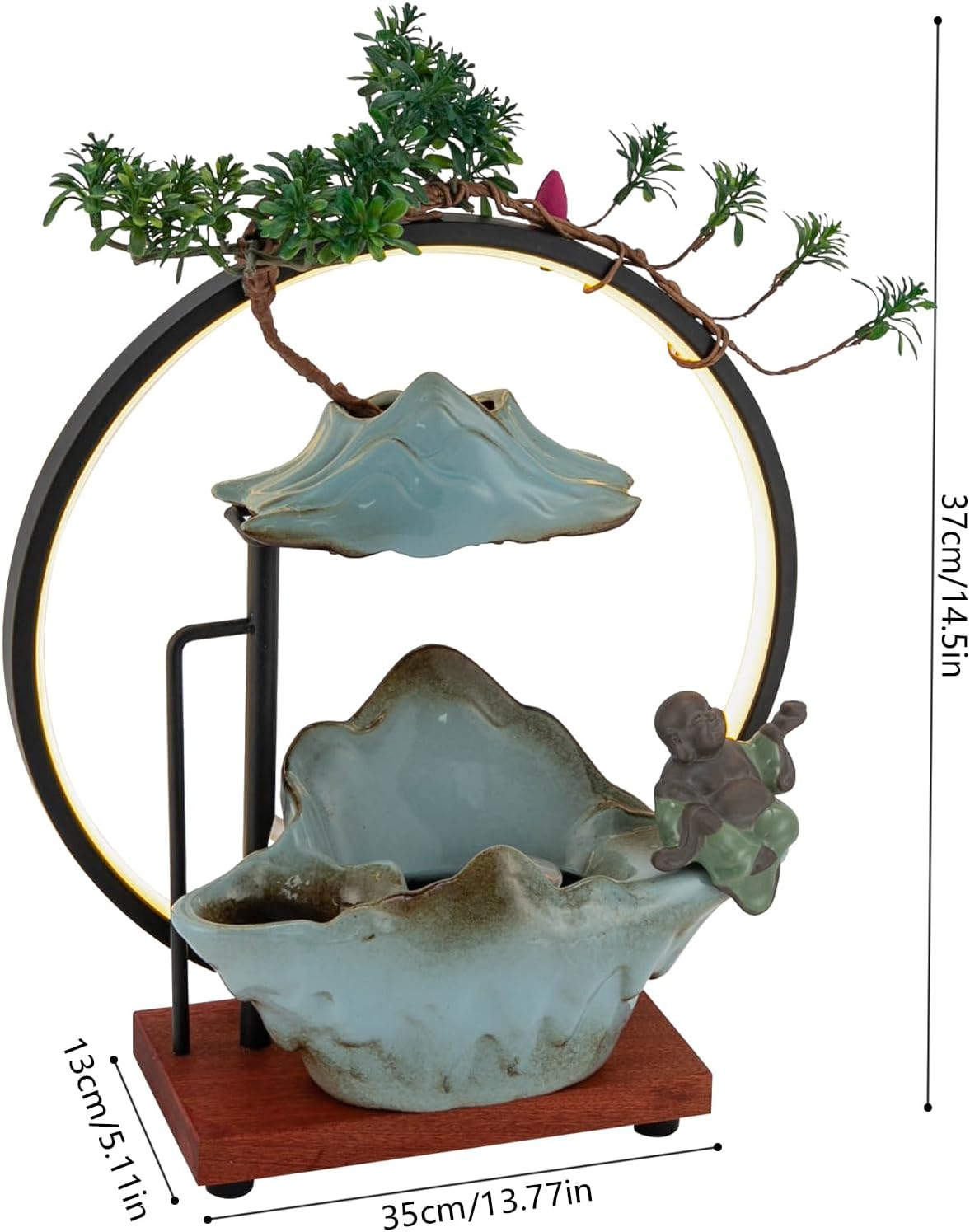 Tabletop Fountain with LED Light and Mist Atomizer