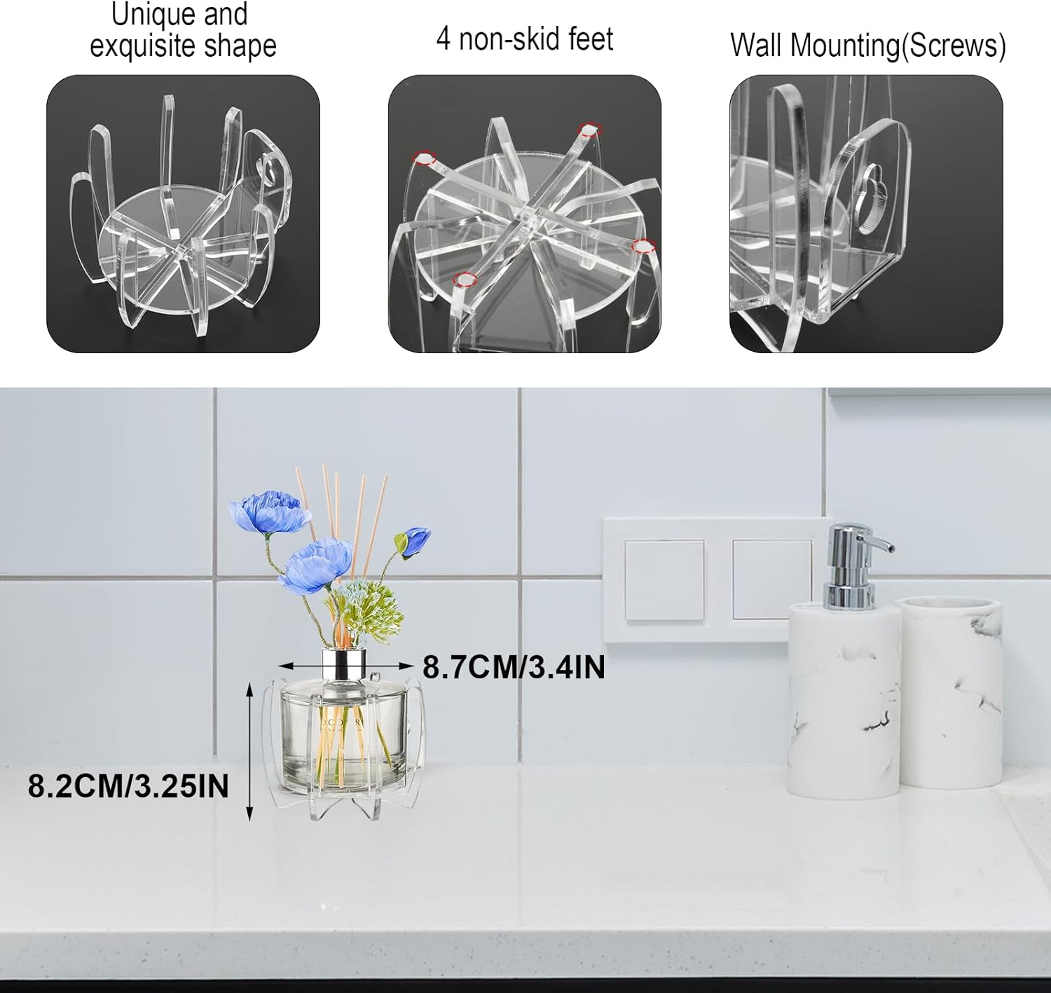 Preserved Flower Reed Diffuser Holder No-Drill Wall Mount