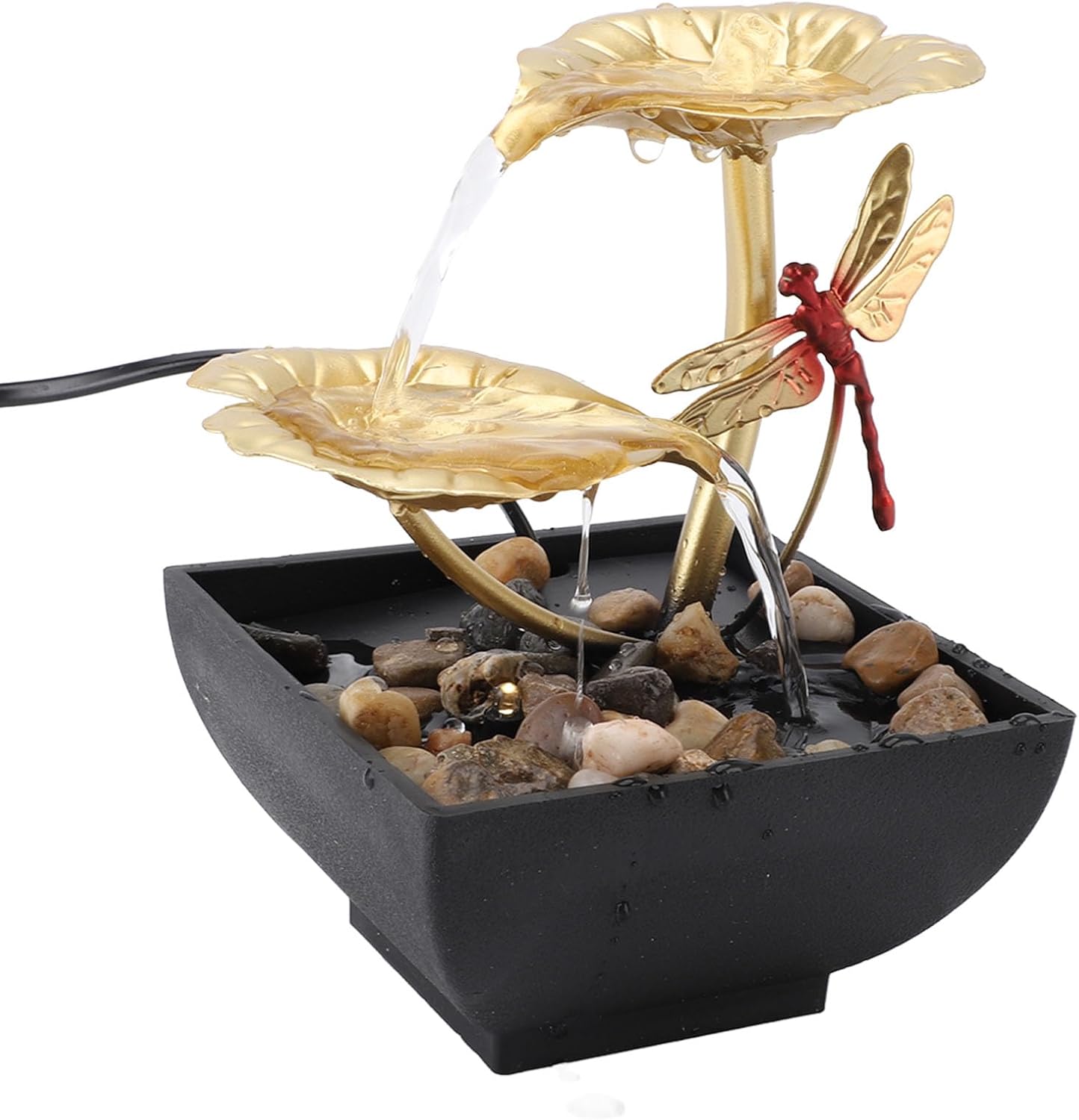 Leaf Dragonfly USB Tabletop Fountain with LED Light