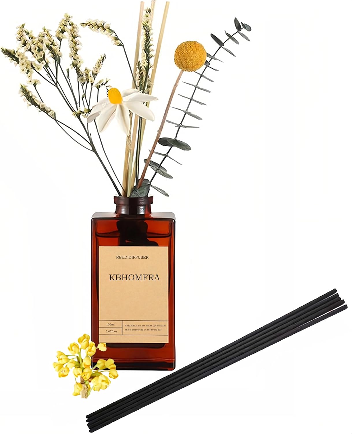 KBHOMFRA Reed Diffuser Set with Dried Flowers