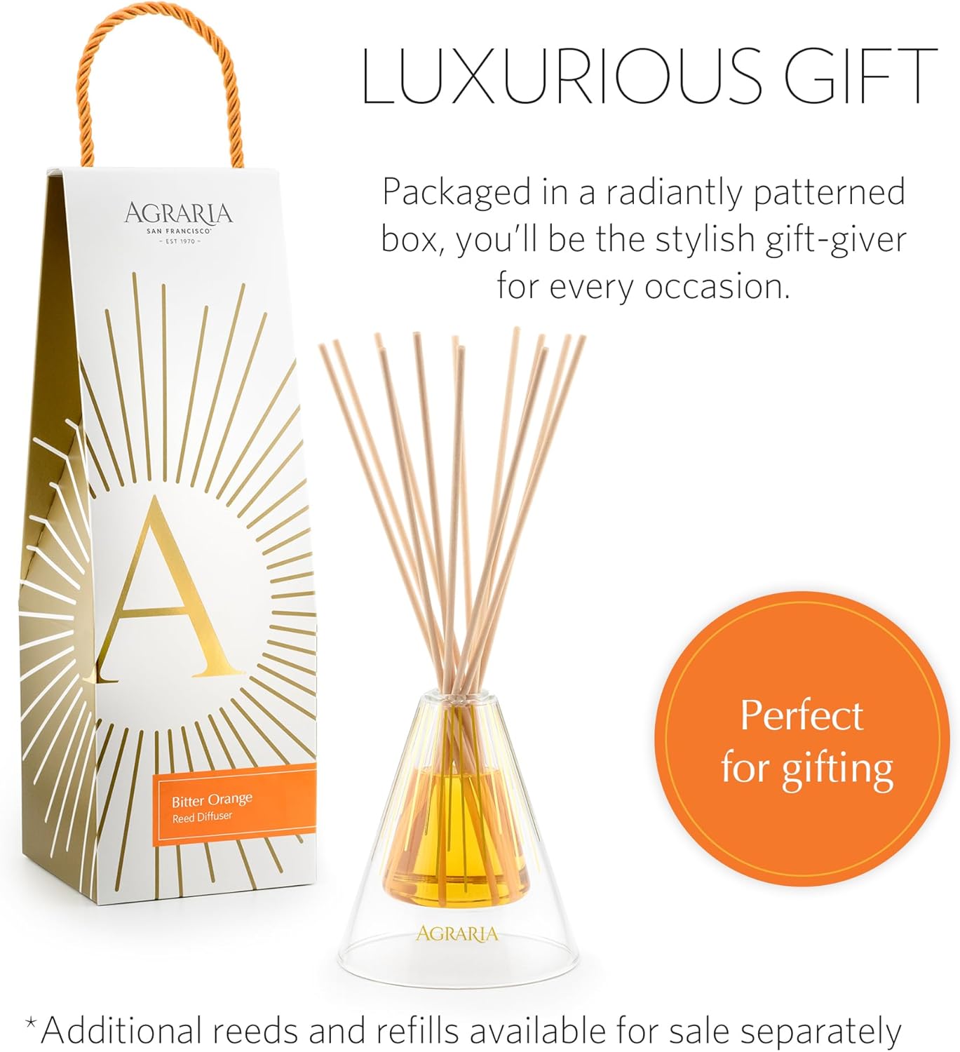 Agraria Bitter Orange Reed Diffuser Set 12 Reeds