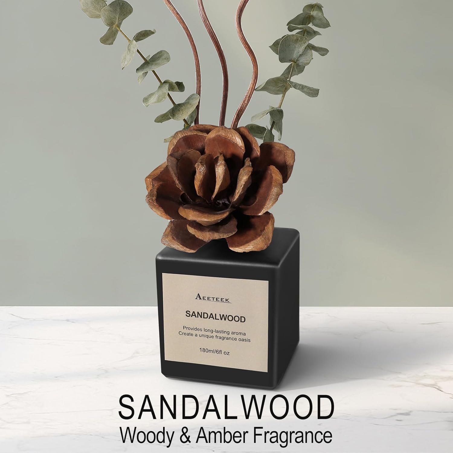 Aeeteek Reed Diffuser Set with Sandalwood Cedarwood Scent