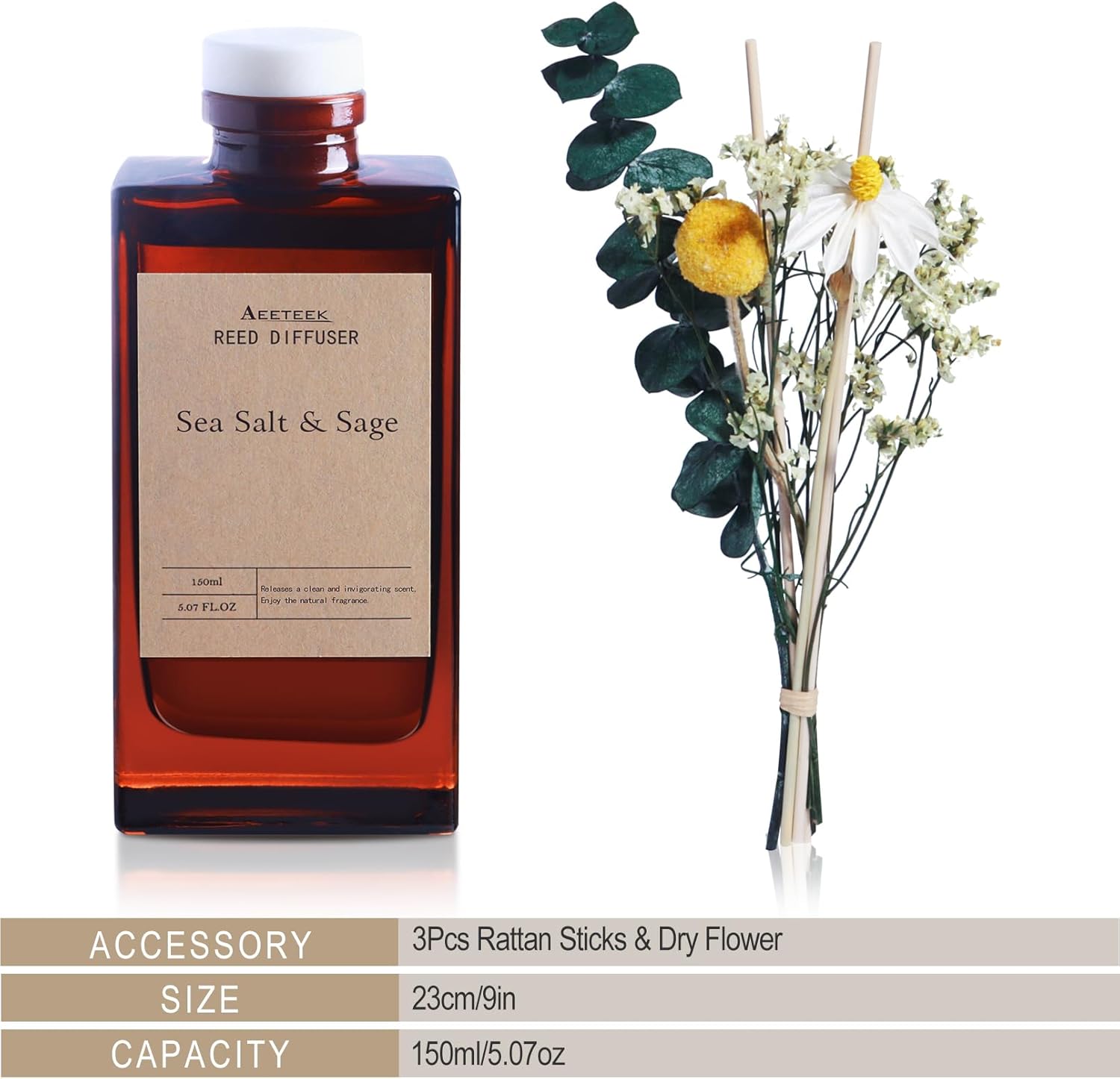 Aeeteek Reed Diffuser Set Sea Salt Sage