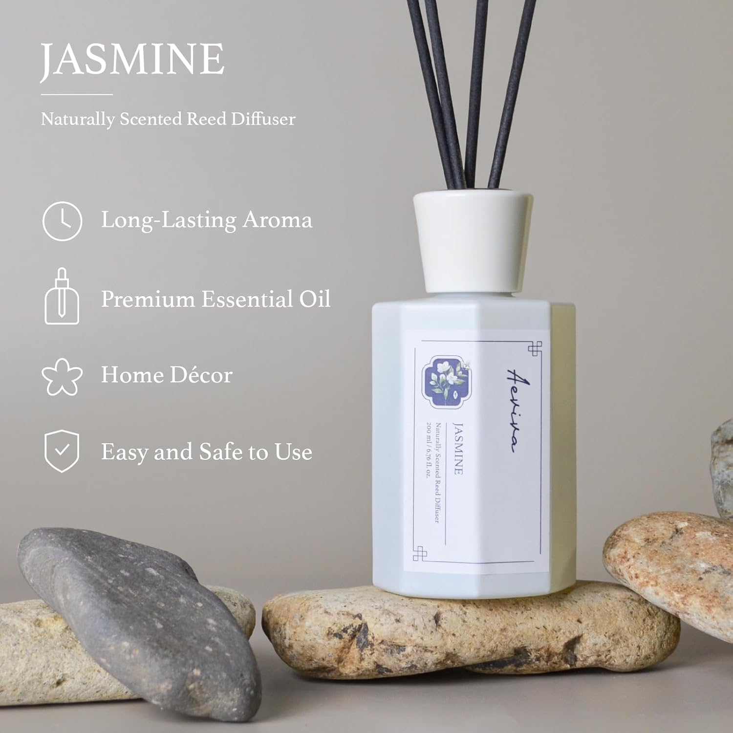Aeviva Jasmine Reed Diffuser Set 676 Fl Oz