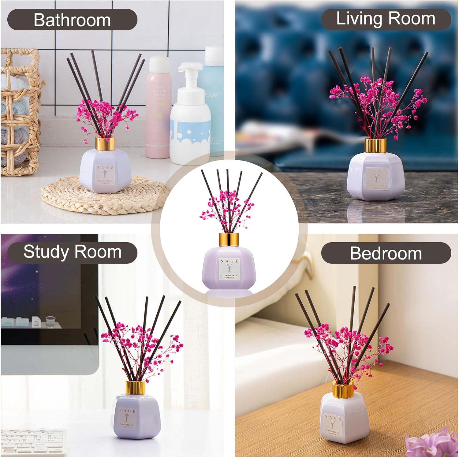 Sage Hotel Reed Diffuser - Vanilla Strawberry Scent