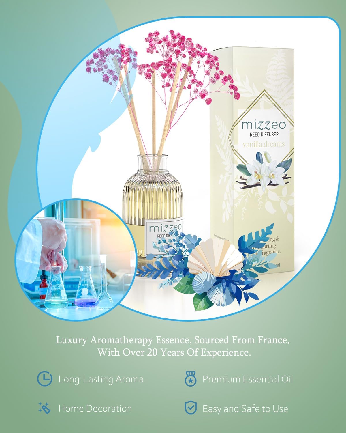 MIZZEO Reed Diffuser Set Vanilla Dreams
