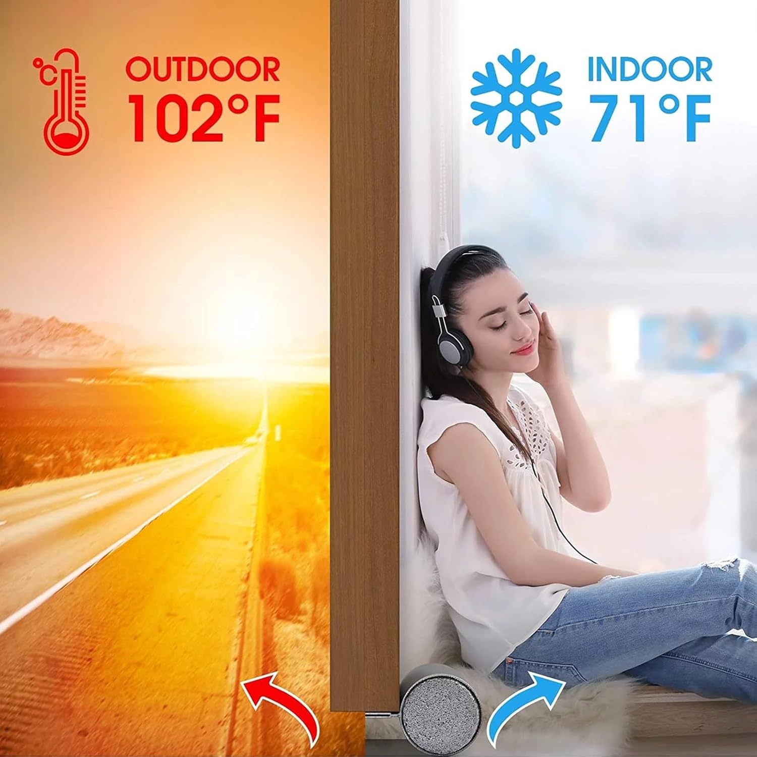 Twin Door Draft Stoppers 2 Pack Energy Saving Door Seal