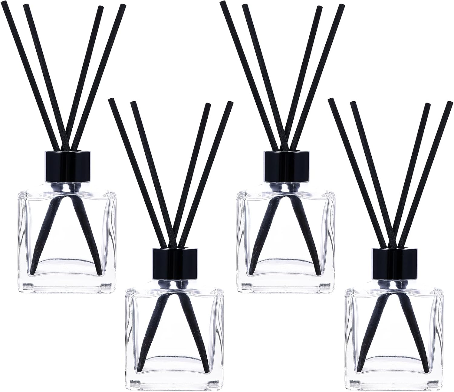 Crazy Huayi 4pcs 150ml Glass Diffuser Set with Black Caps and Reed Sticks