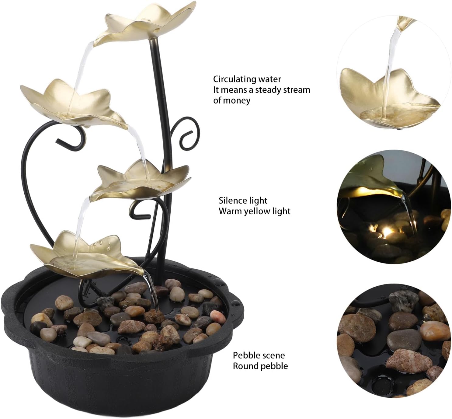 Flowing Water Tabletop Fountain with LED Night Light