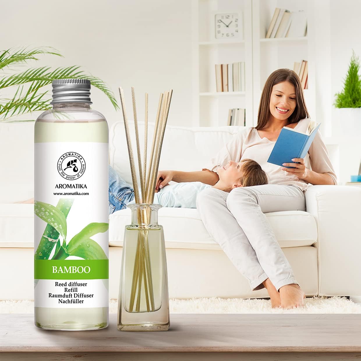 Bamboo Refill Reed Diffuser with Lemongrass Oil 68 Fl Oz