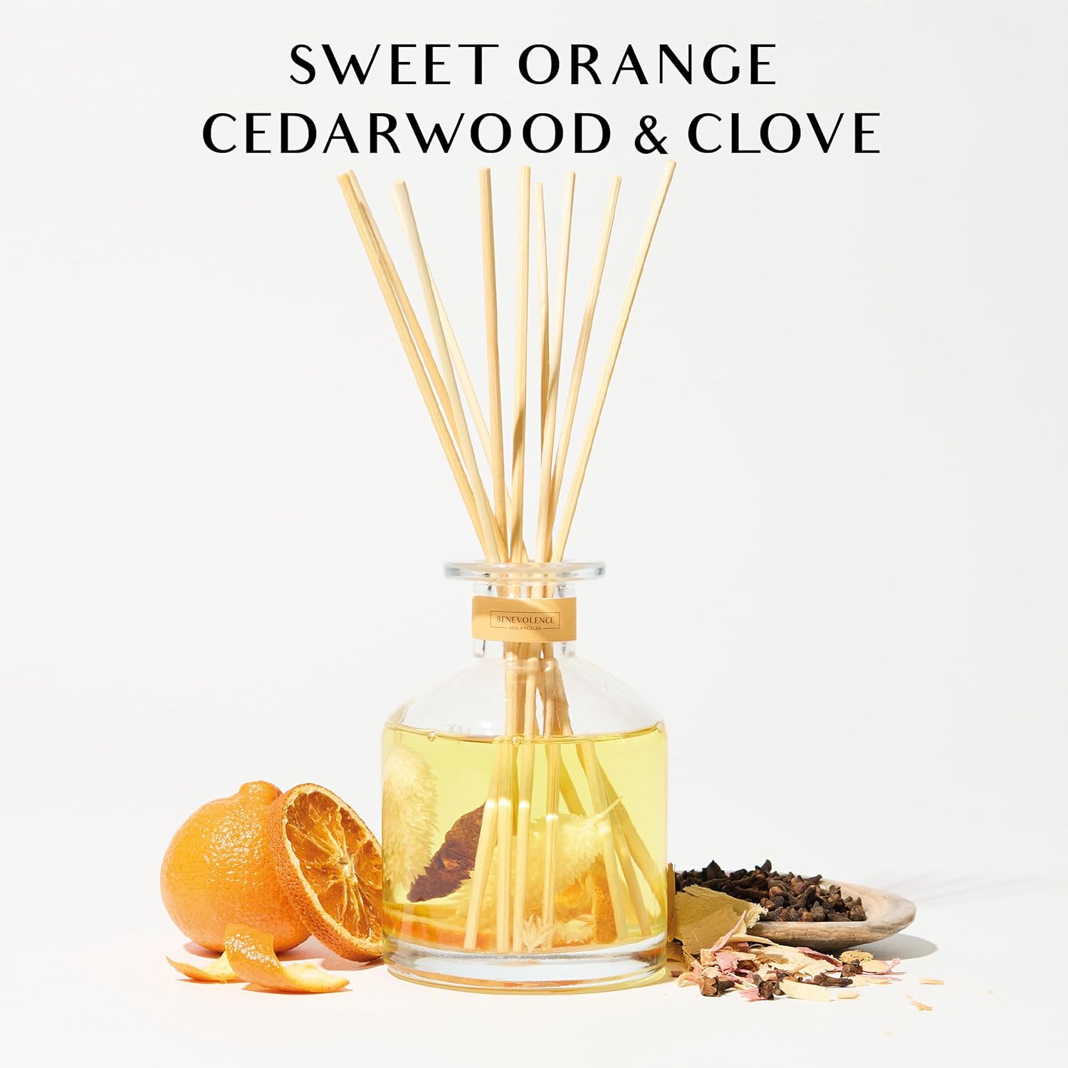 Benevolent LA Reed Diffuser Set with Orange Cedarwood Clove Scent