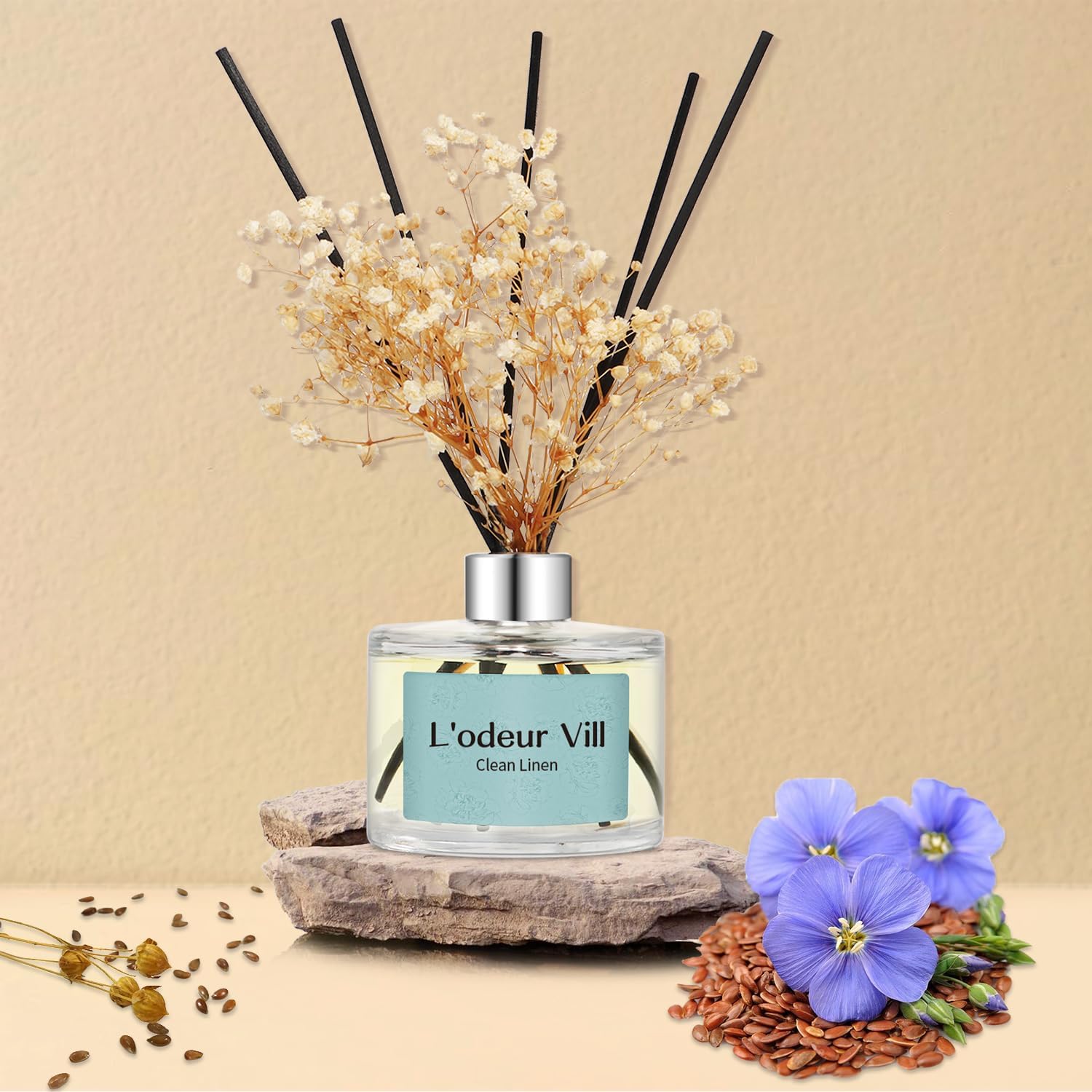 Lodeur Vill Reed Diffuser Set for Clean Linen Scent