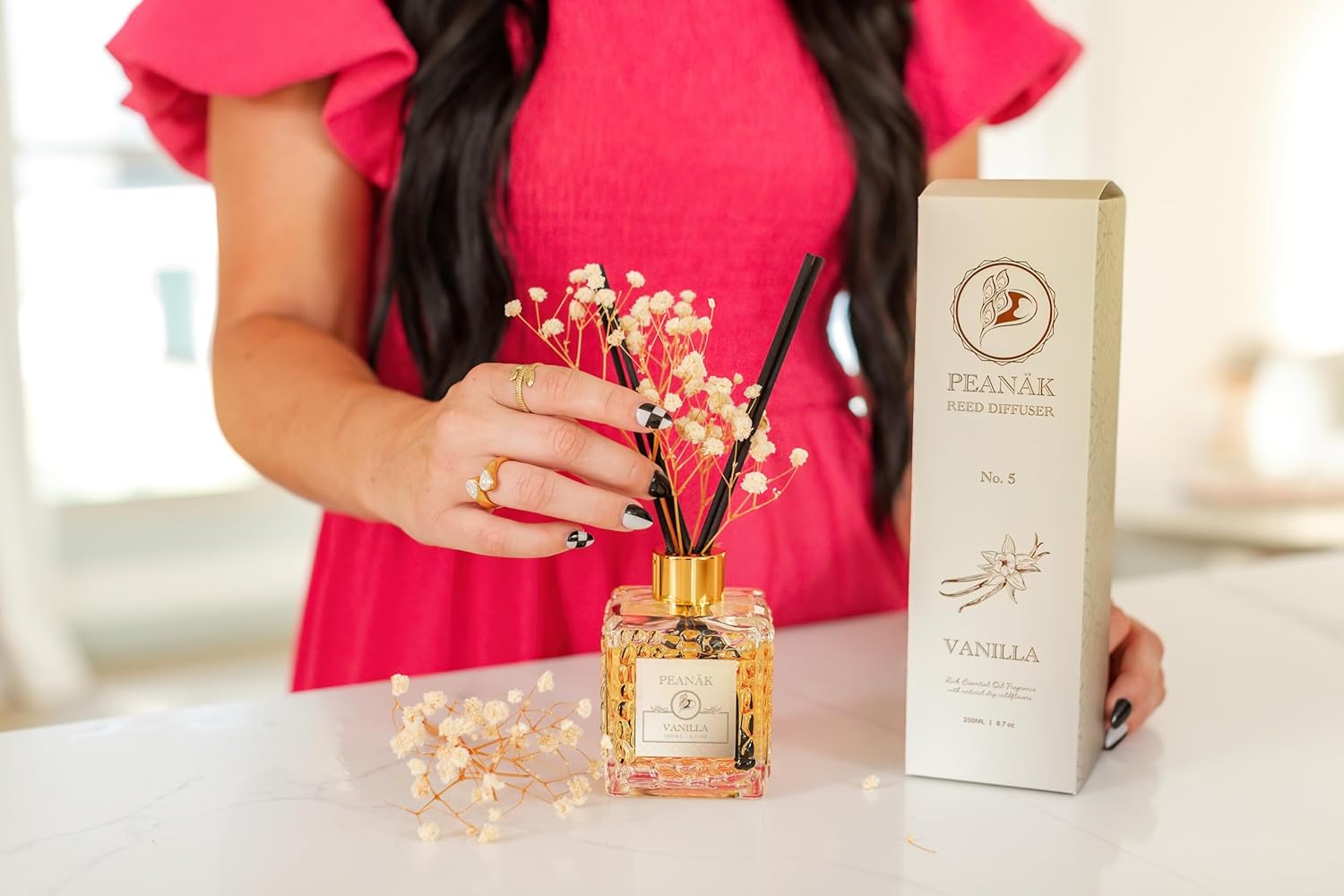 PEANAK Reed Diffuser Set of 2 - Vanilla Coconut Fragrance