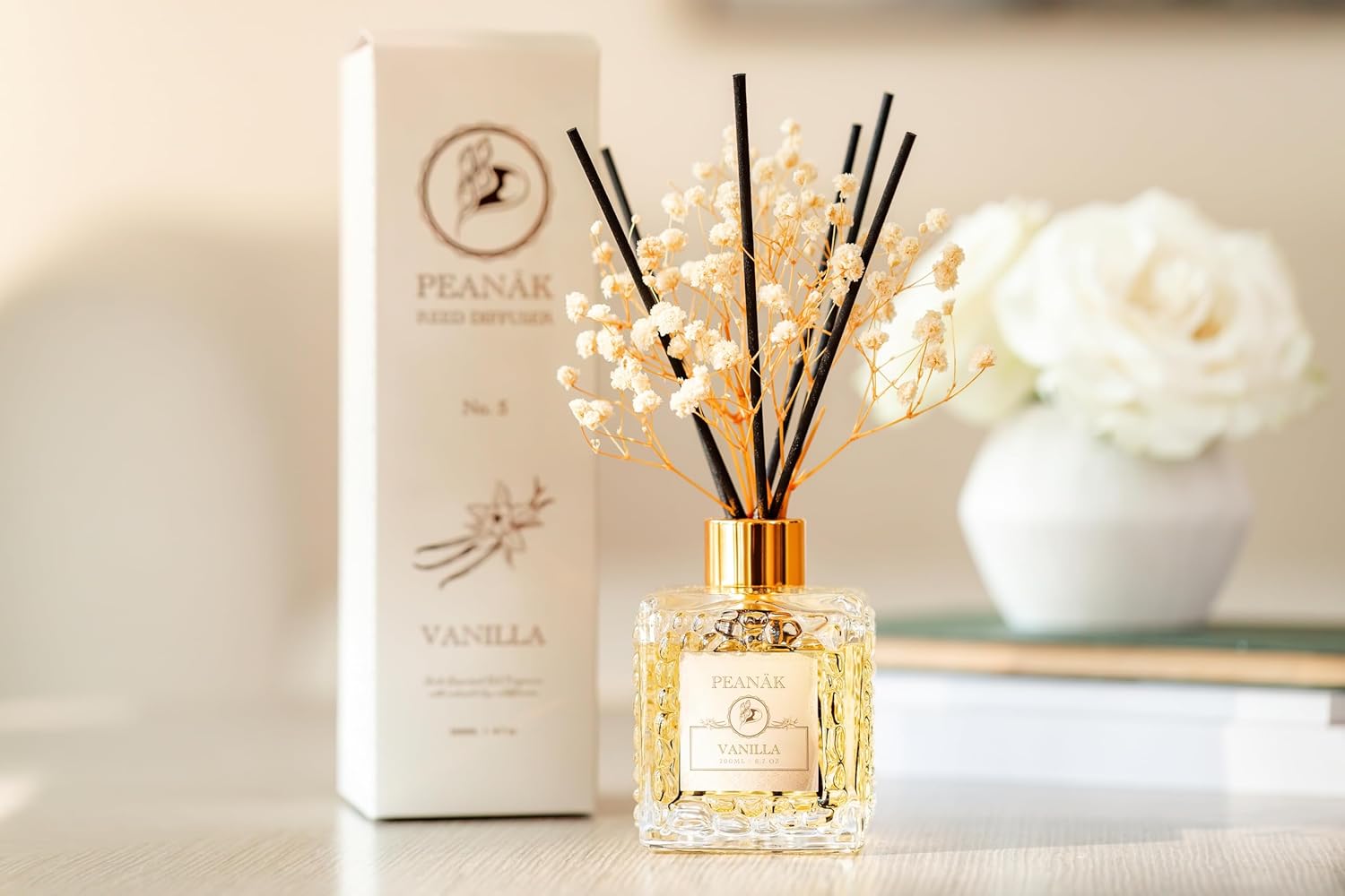 PEANAK Reed Diffuser Set of 2 - Vanilla Coconut Fragrance