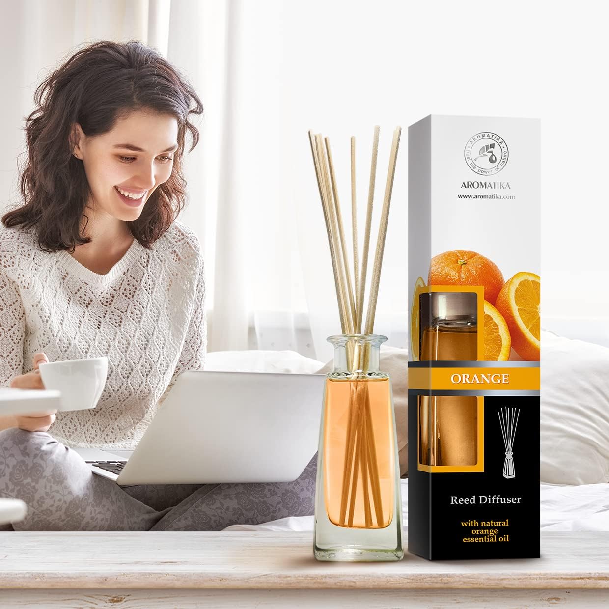 Orange Diffuser with Essential Oil 34 Fl Oz Set