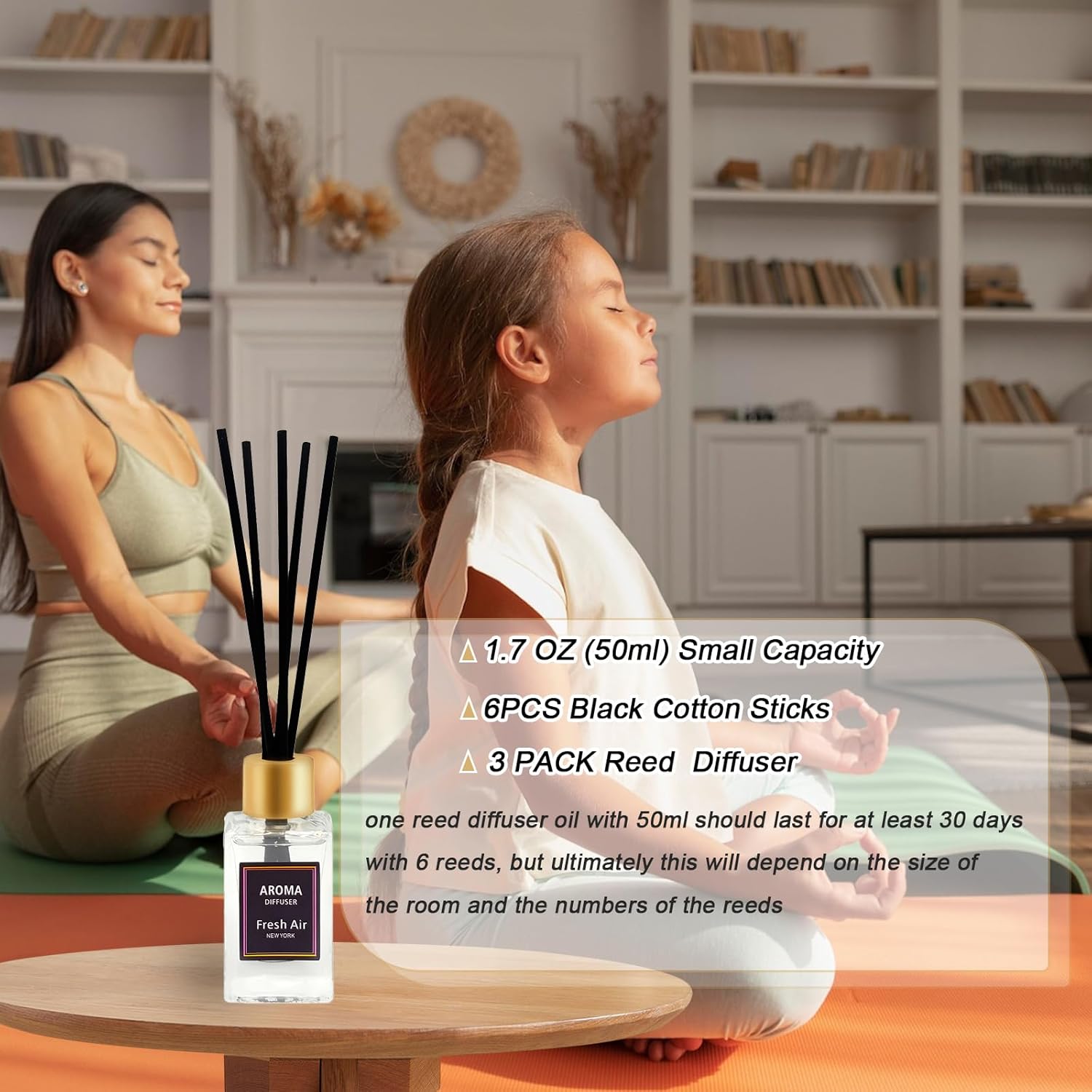 Pierides 3 Scent Reed Diffuser Set with 15 Sticks