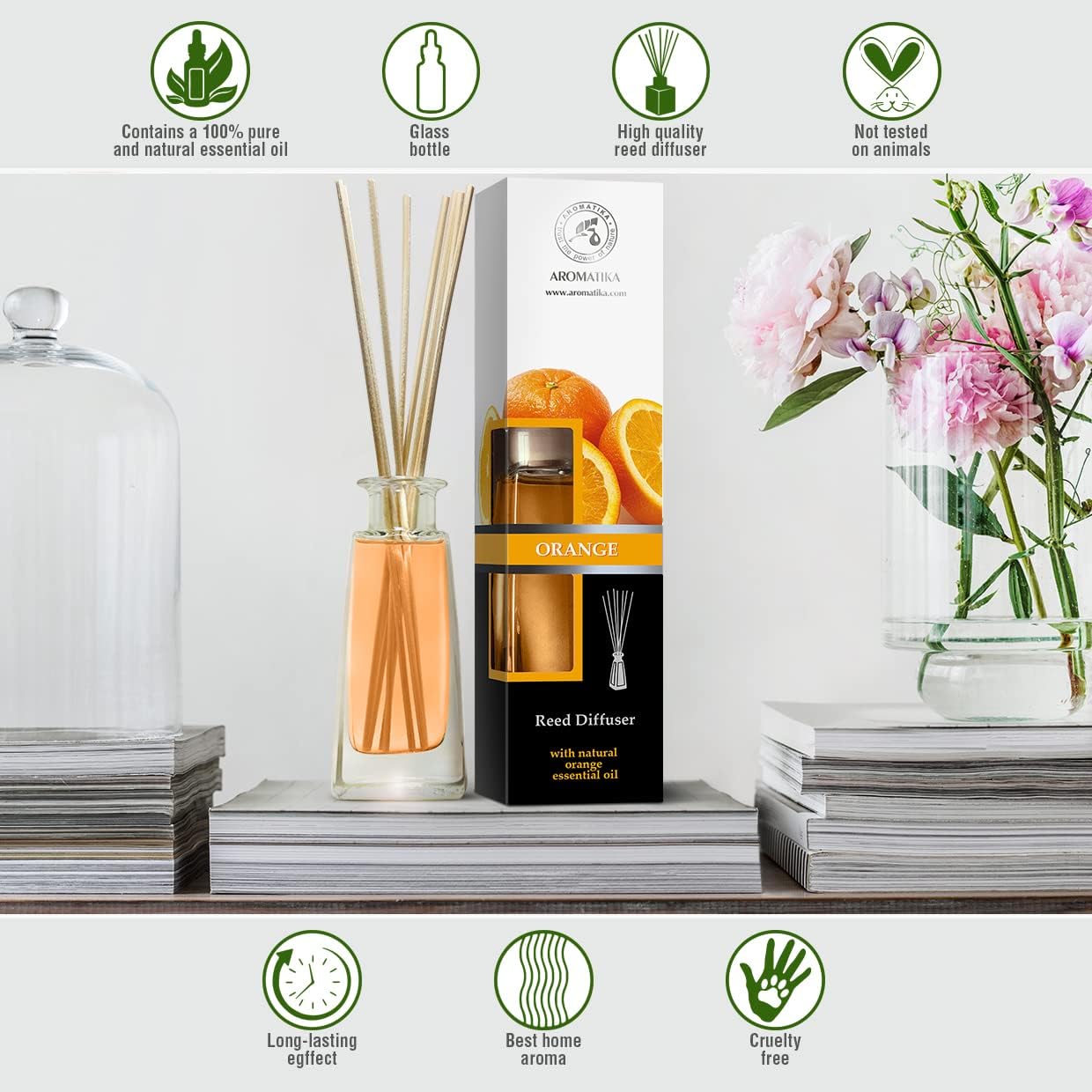 Orange Diffuser with Essential Oil 34 Fl Oz Set