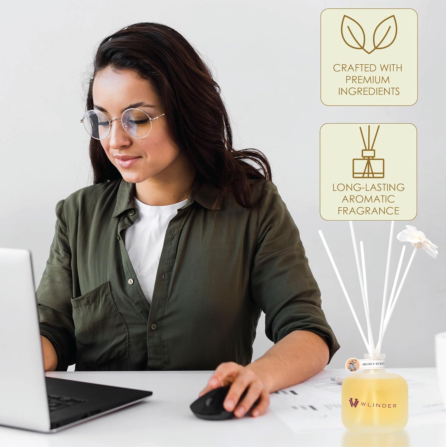 Wlinder Premium Reed Diffuser Set Oud Bergamot