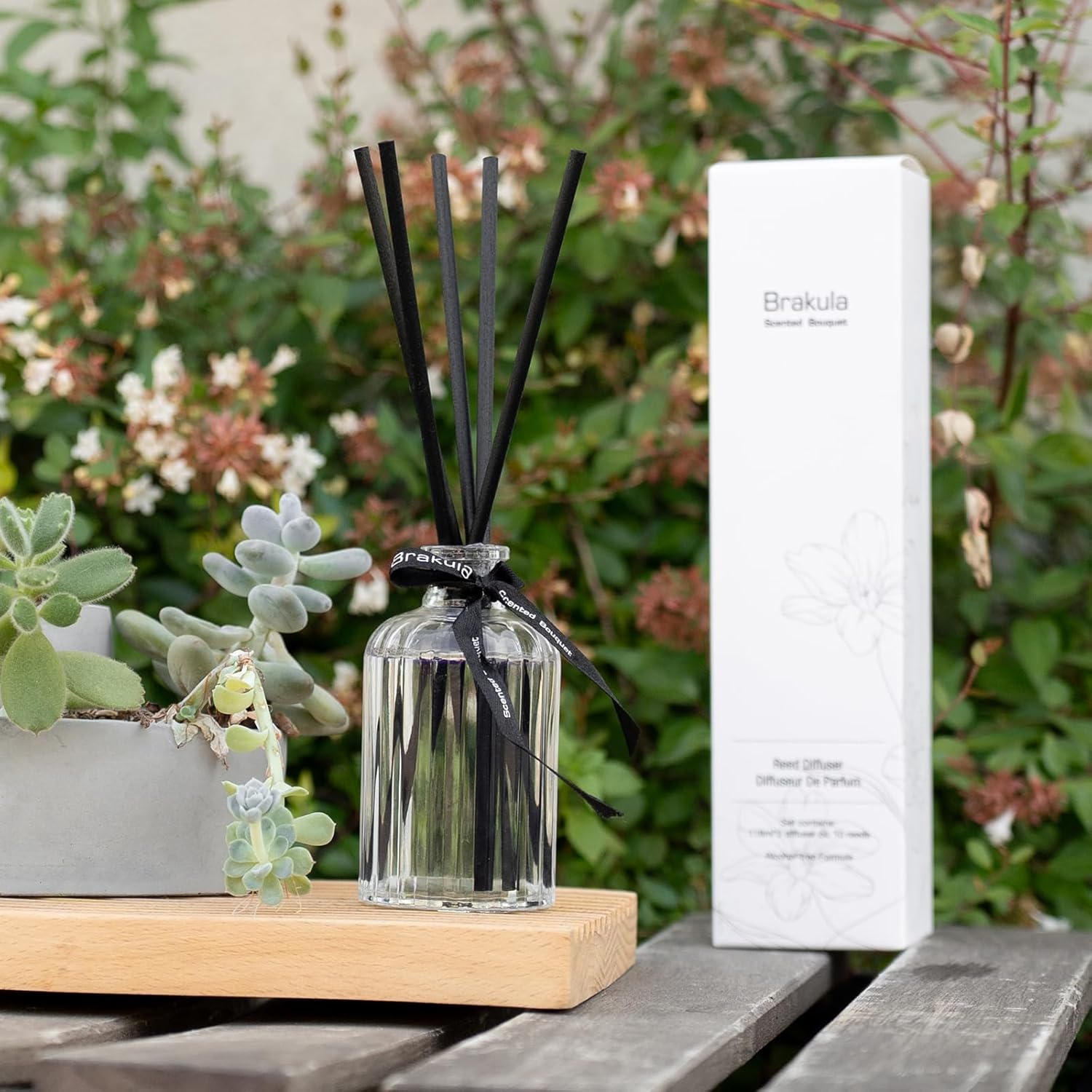 Brakula 2 Pack White Jasmine Mint Reed Diffuser Set