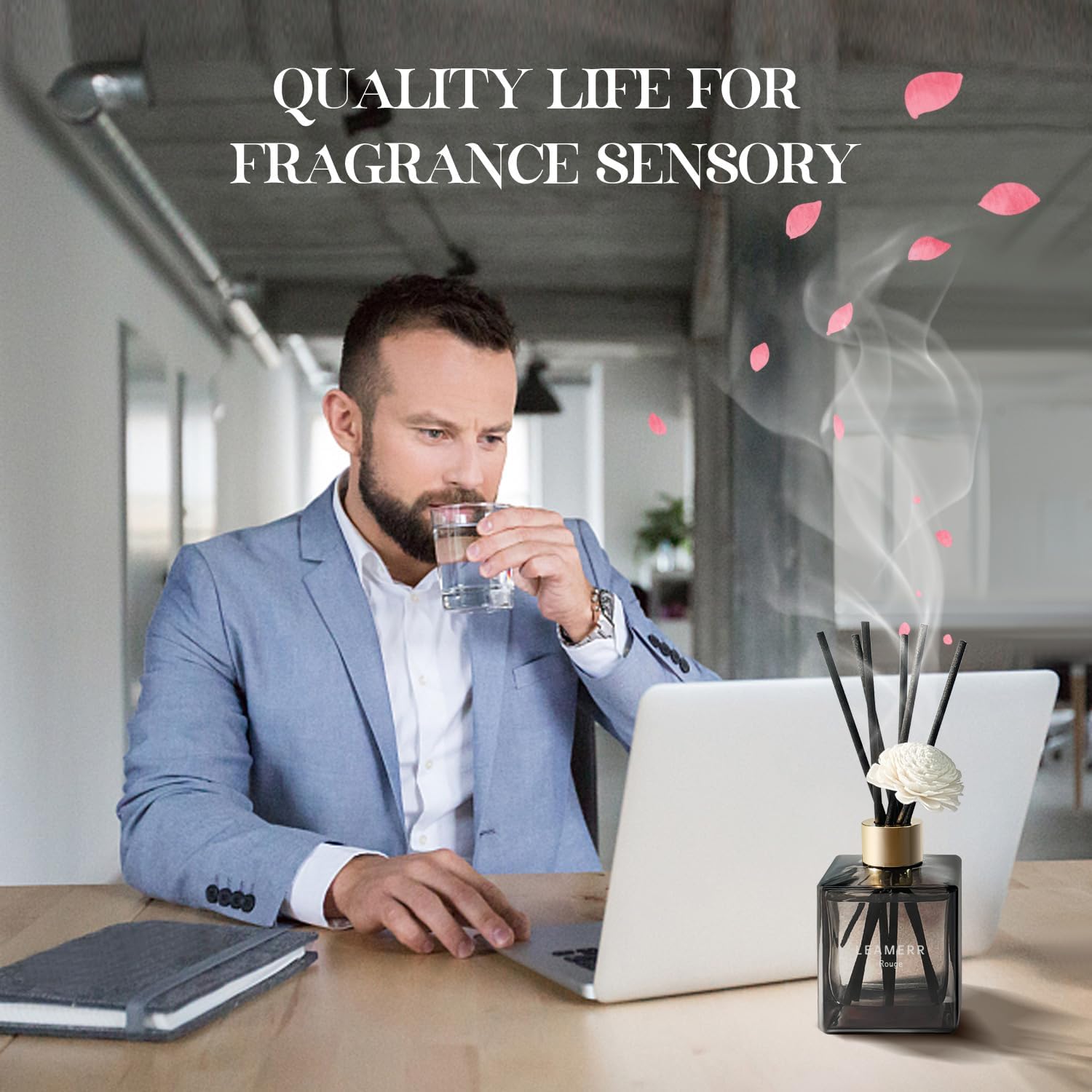 LEAMERR Reed Diffuser Set 61 oz with Rouge Scent