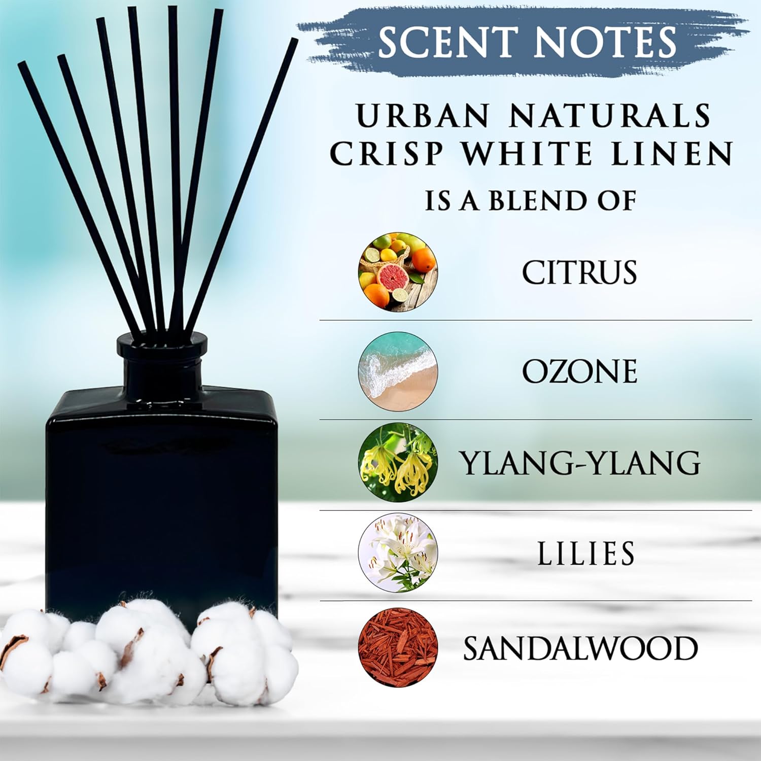 Urban Naturals Crisp White Linen Reed Diffuser Set