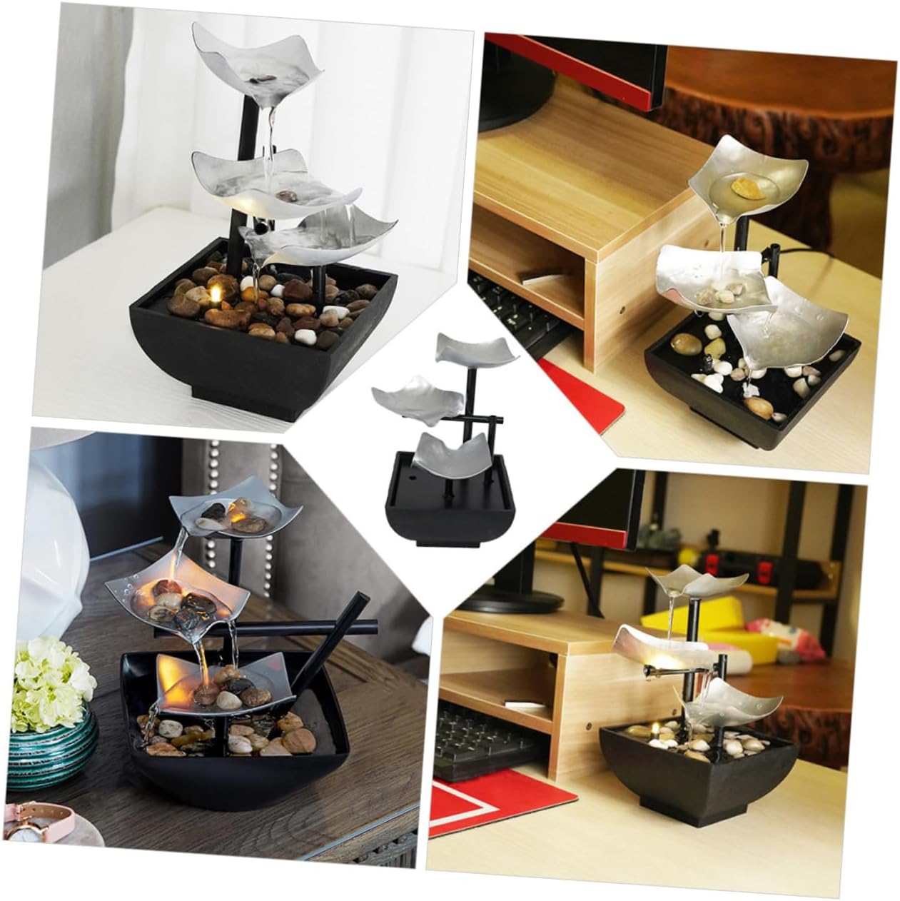 Small Indoor Metal Tabletop Waterfall Fountain Decor