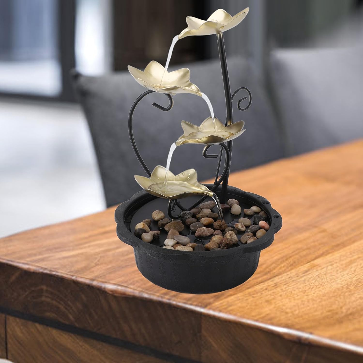 Flowing Water Tabletop Fountain with LED Night Light