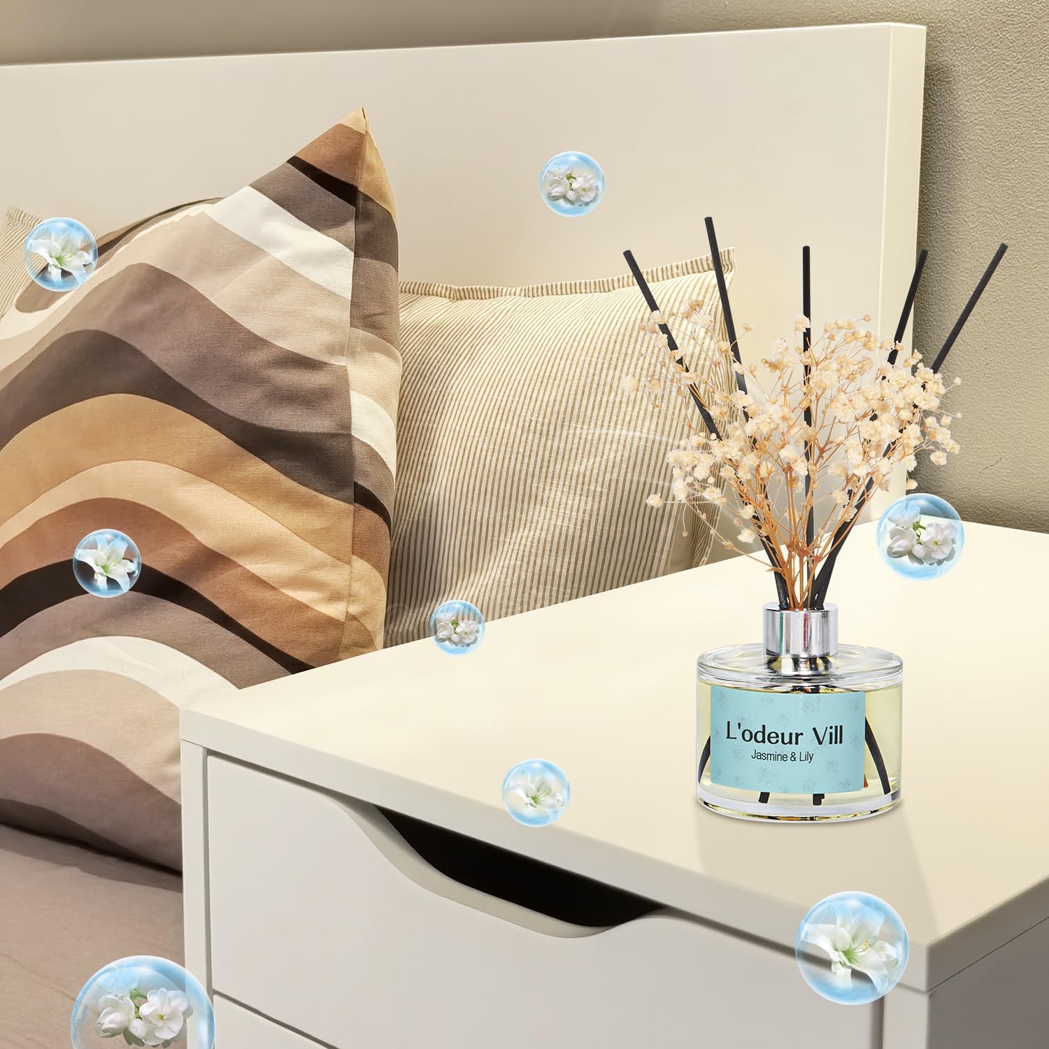 Lodeur Vill Reed Diffuser Set with Jasmine Lily Scent