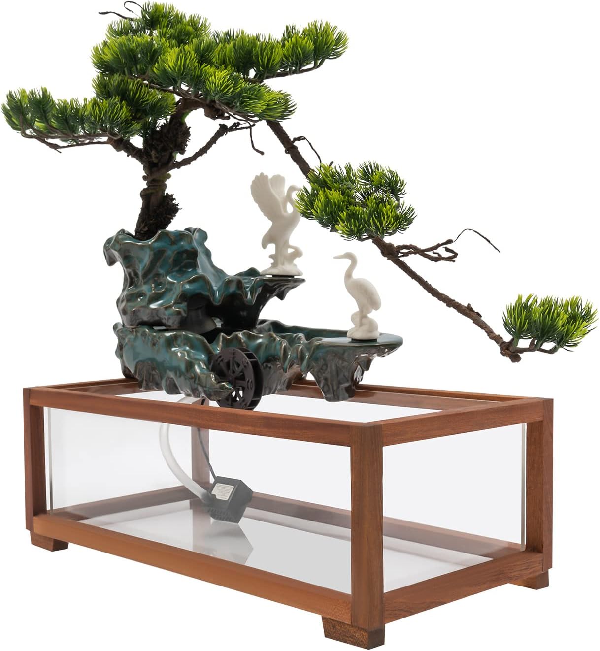 SanBouSi Tabletop Fountain with Fish Tank and LED Light