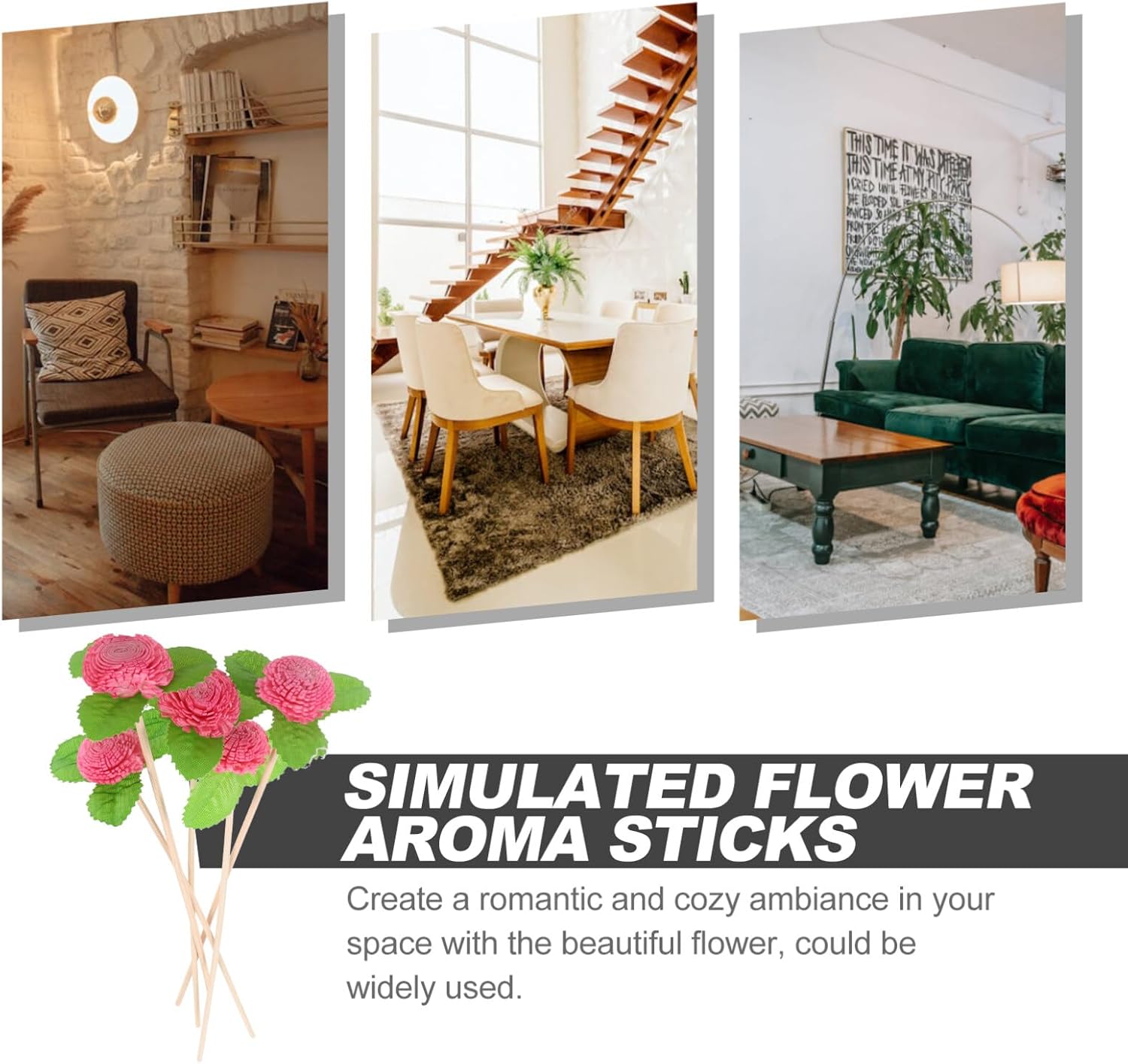 HOMSFOU 5pc Reed Diffuser Sticks Set for Home Office Decor