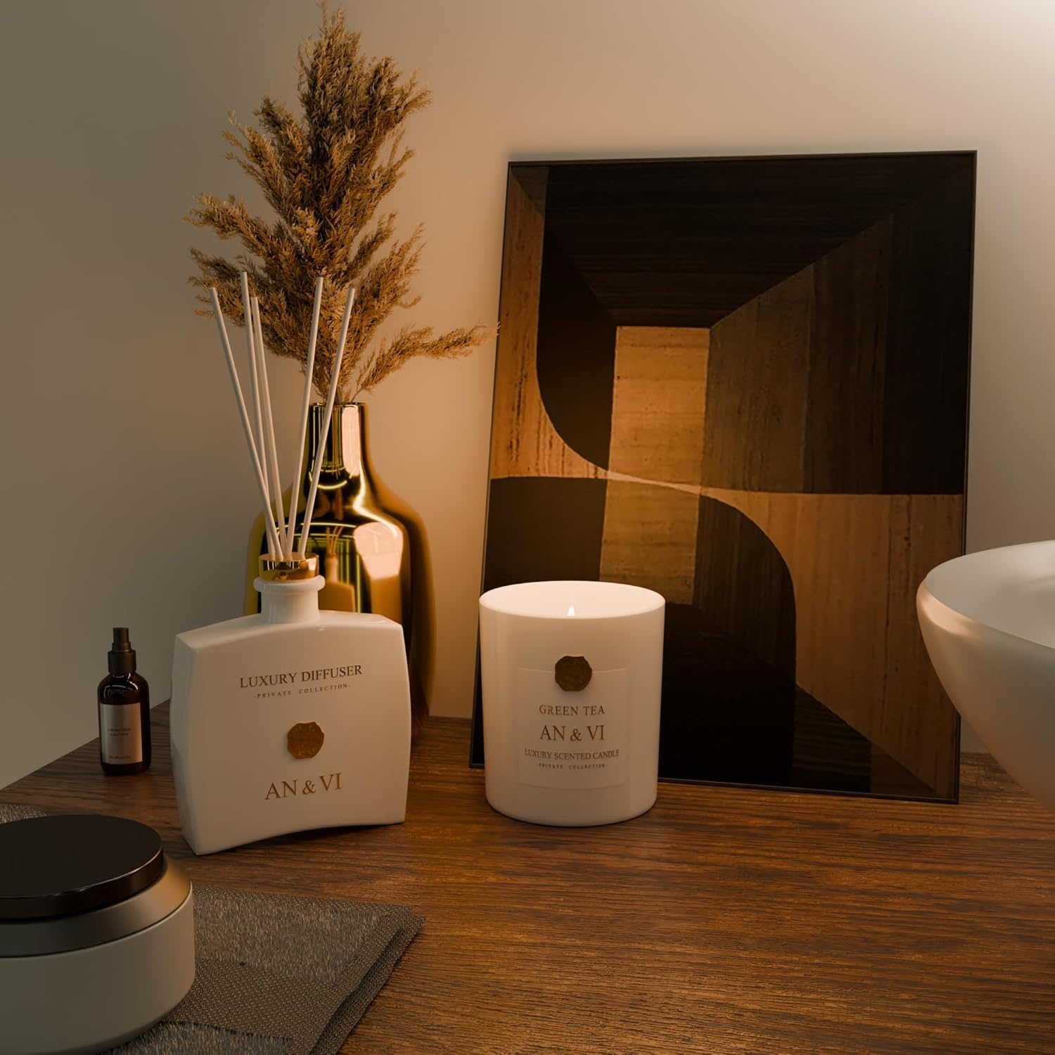 An Vi Lemongrass Green Tea Home Fragrance Set