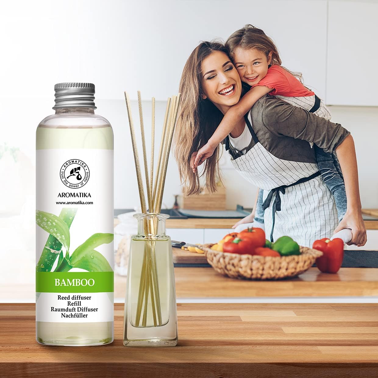 Bamboo Refill Reed Diffuser with Lemongrass Oil 68 Fl Oz