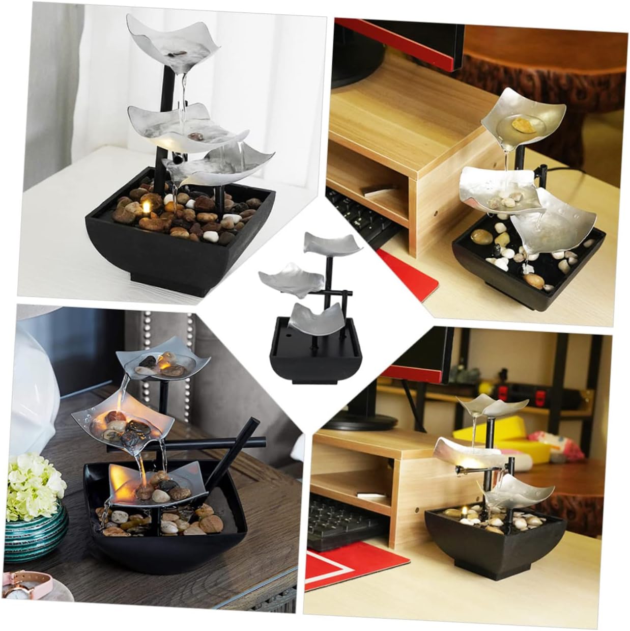 Alipis Solar Water Fountain Tabletop Waterfall Decor