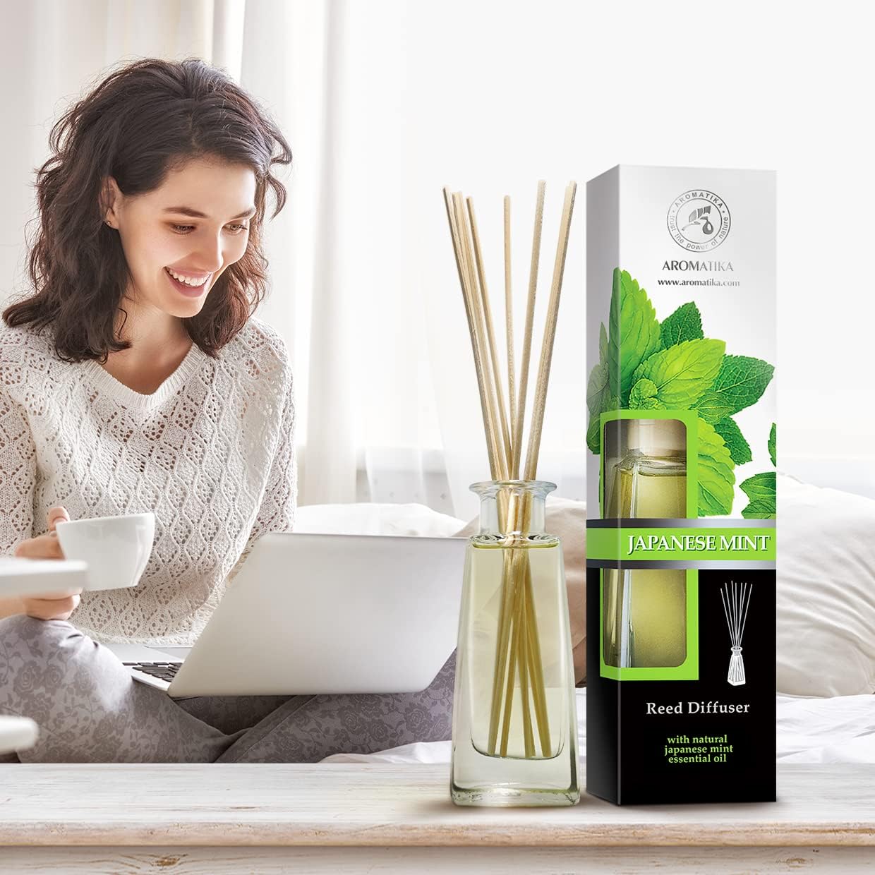 AROMATIKA Japanese Mint Reed Diffuser 34 Fl Oz